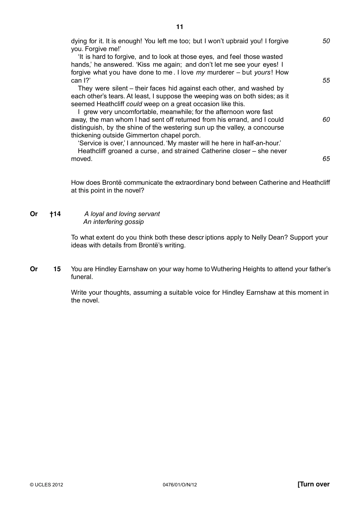 Cambridge IGCSE English - Literature (UK) 0476 2012 Oct/Nov Paper 1 · Variant 1 question paper, page 11 of 22