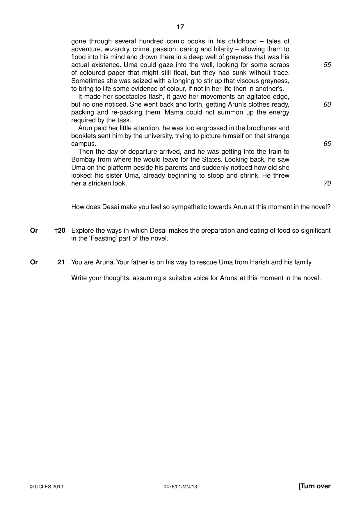 Cambridge IGCSE English - Literature (UK) 0476 2013 May/June Paper 1 · Variant 1 question paper, page 17 of 24