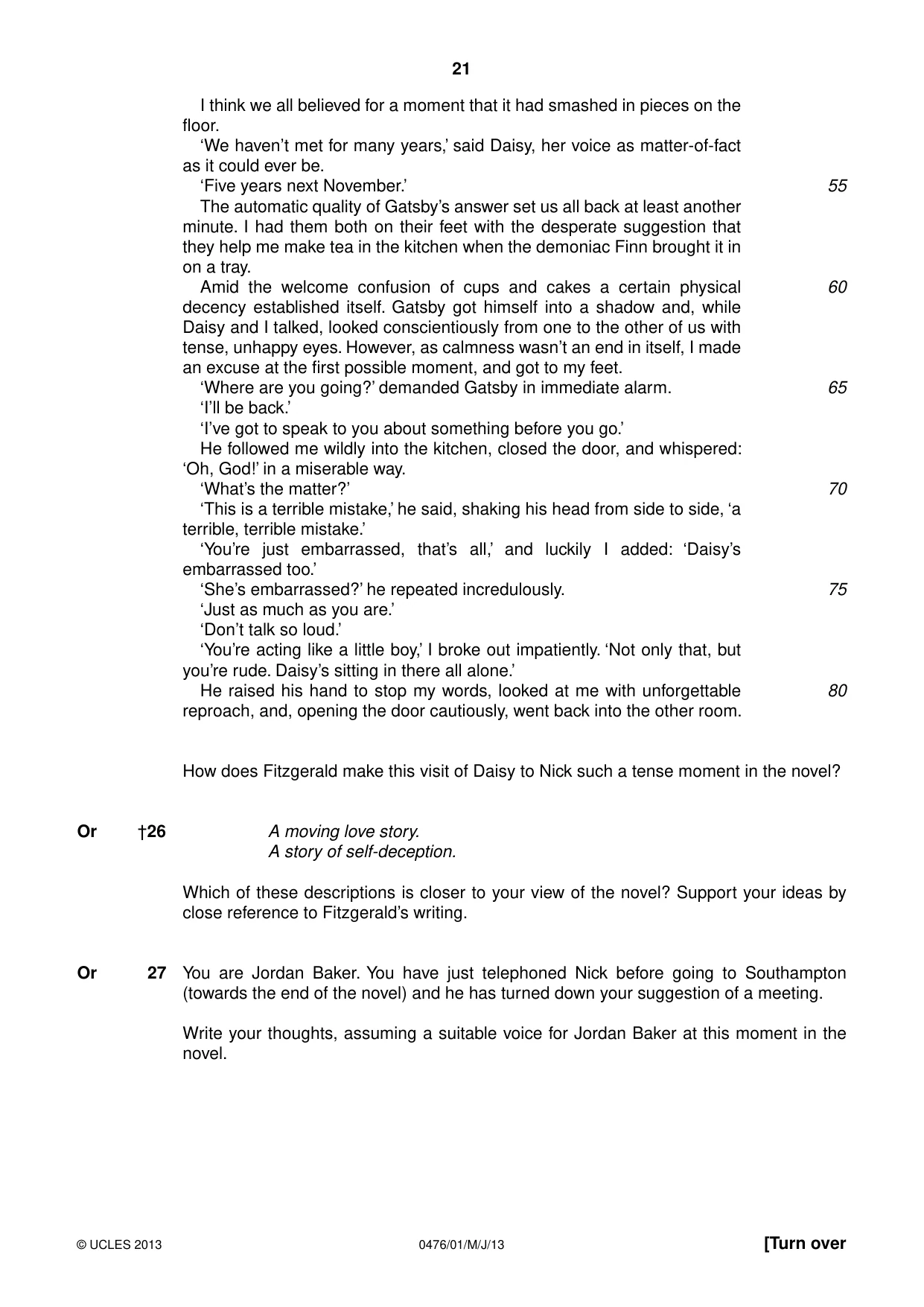 Cambridge IGCSE English - Literature (UK) 0476 2013 May/June Paper 1 · Variant 1 question paper, page 21 of 24