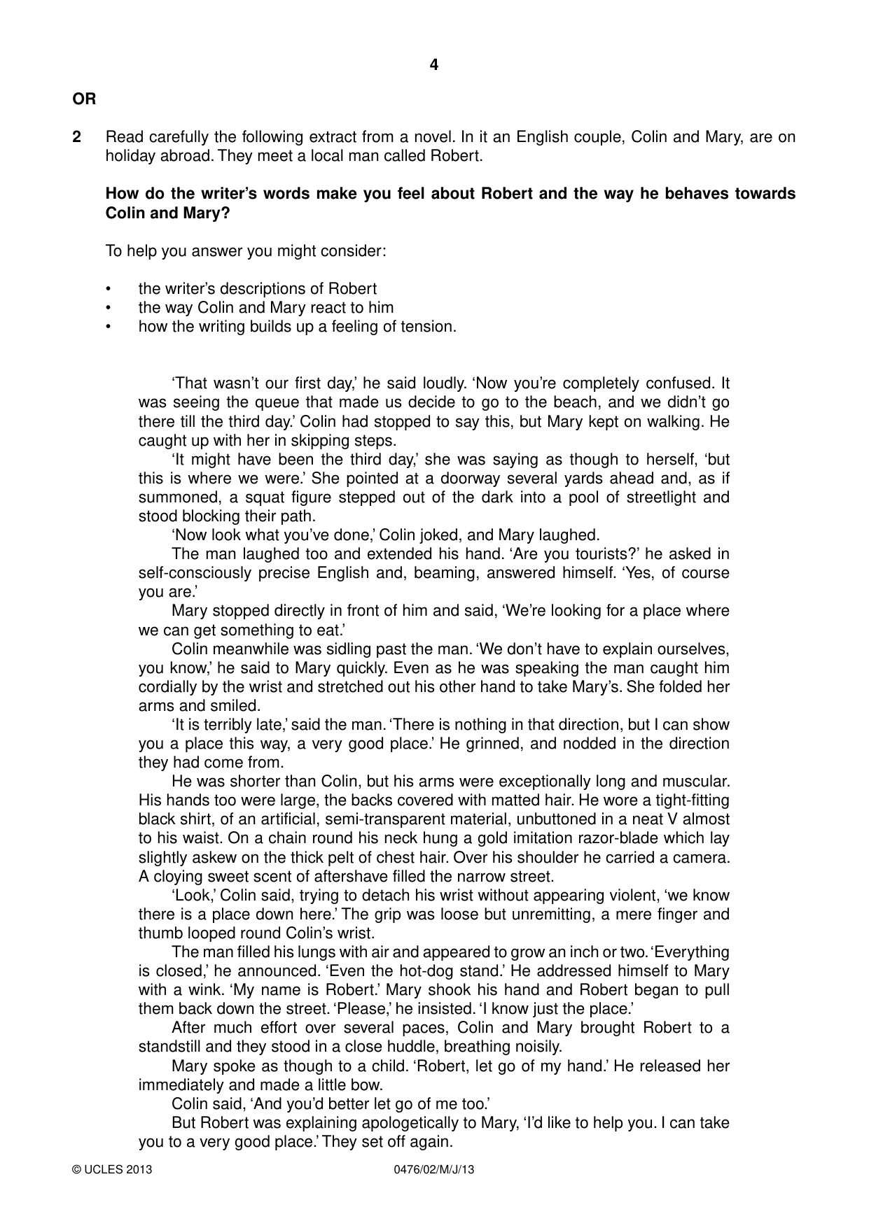Cambridge IGCSE English - Literature (UK) 0476 2013 May/June Paper 2 · Variant 1 question paper, page 4 of 8