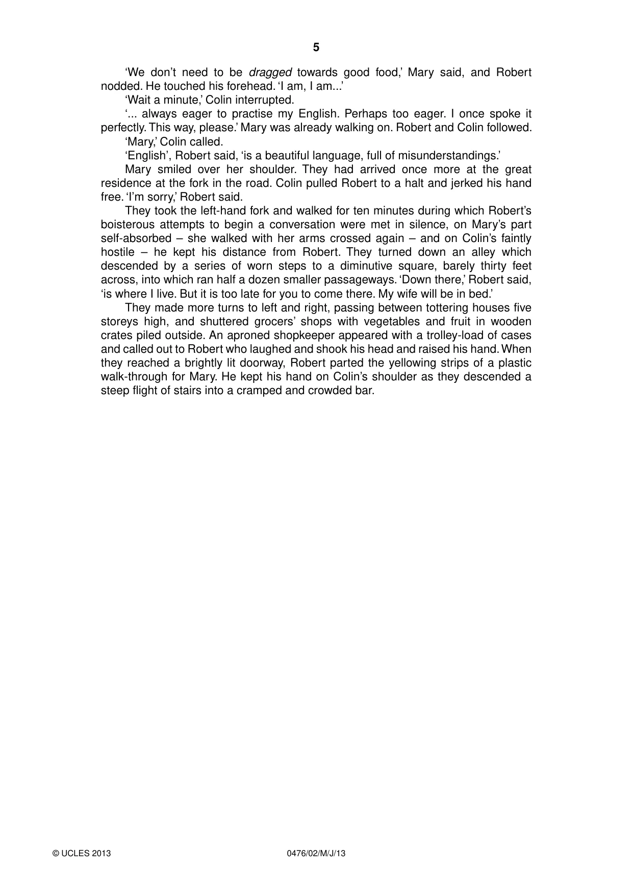 Cambridge IGCSE English - Literature (UK) 0476 2013 May/June Paper 2 · Variant 1 question paper, page 5 of 8