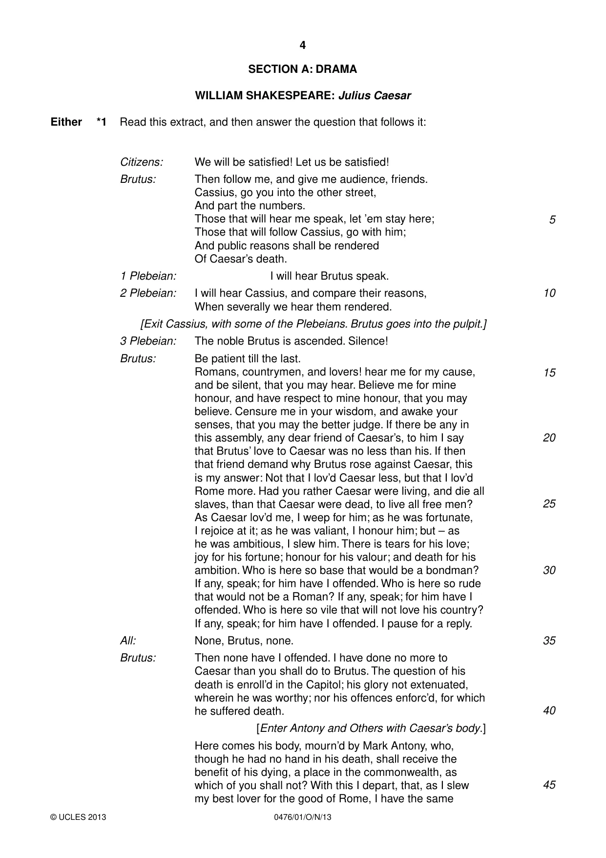 Cambridge IGCSE English - Literature (UK) 0476 2013 Oct/Nov Paper 1 · Variant 1 question paper, page 4 of 24