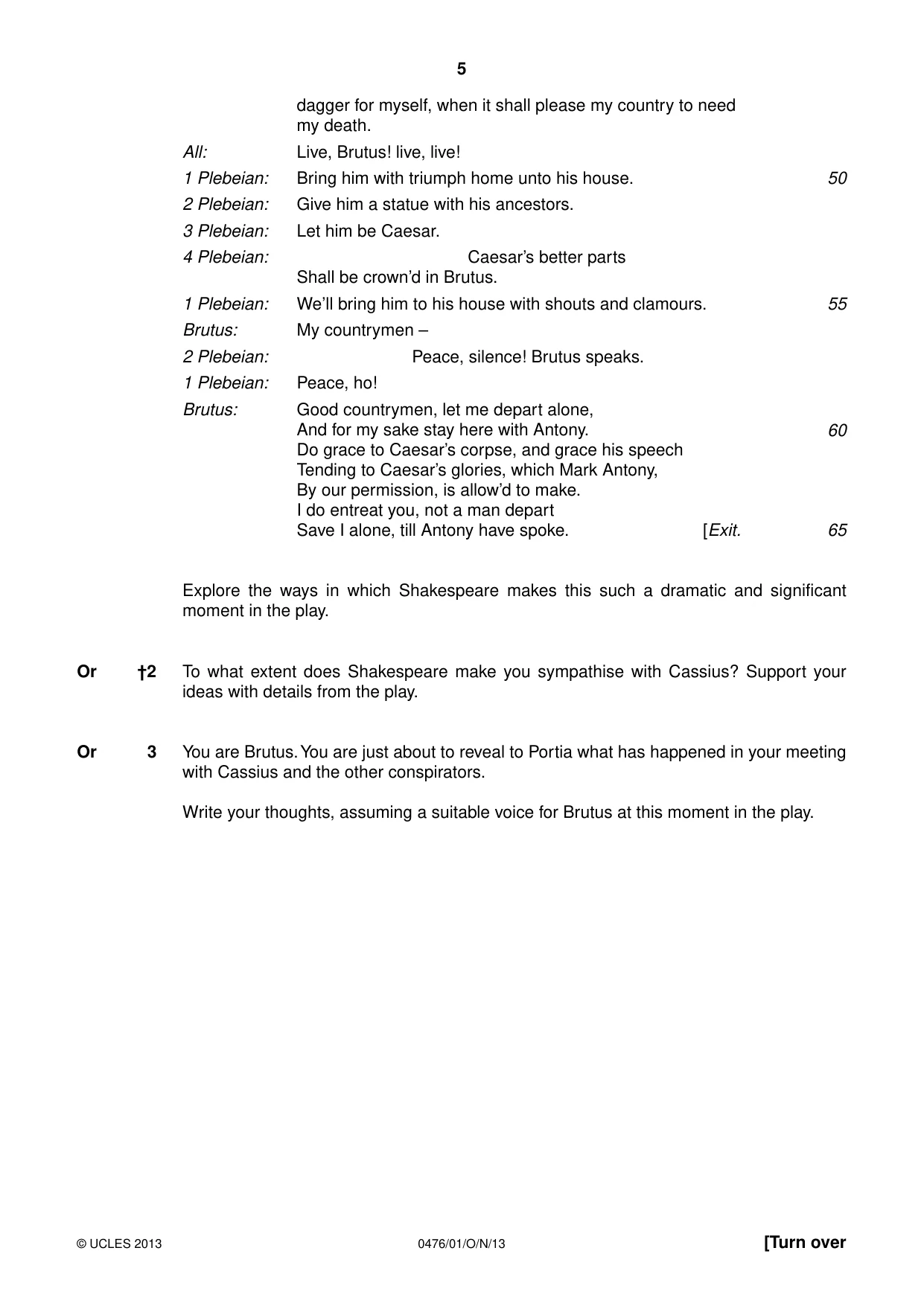 Cambridge IGCSE English - Literature (UK) 0476 2013 Oct/Nov Paper 1 · Variant 1 question paper, page 5 of 24
