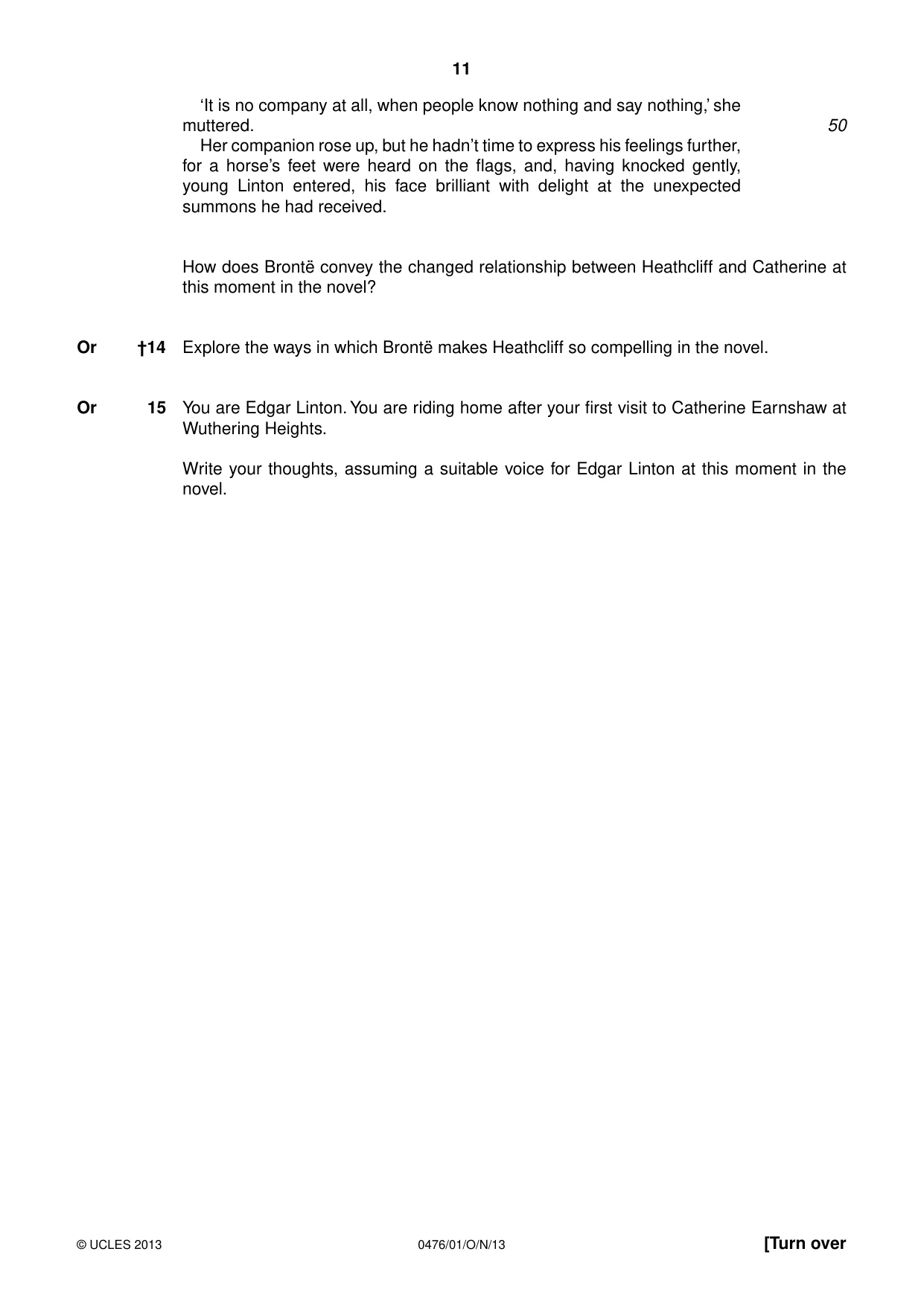 Cambridge IGCSE English - Literature (UK) 0476 2013 Oct/Nov Paper 1 · Variant 1 question paper, page 11 of 24