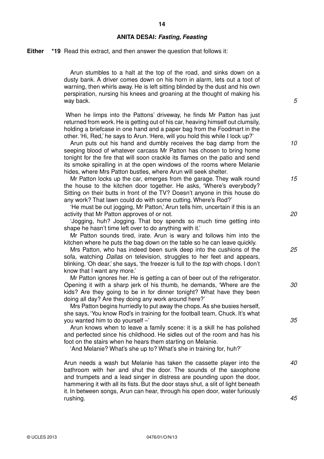 Cambridge IGCSE English - Literature (UK) 0476 2013 Oct/Nov Paper 1 · Variant 1 question paper, page 14 of 24