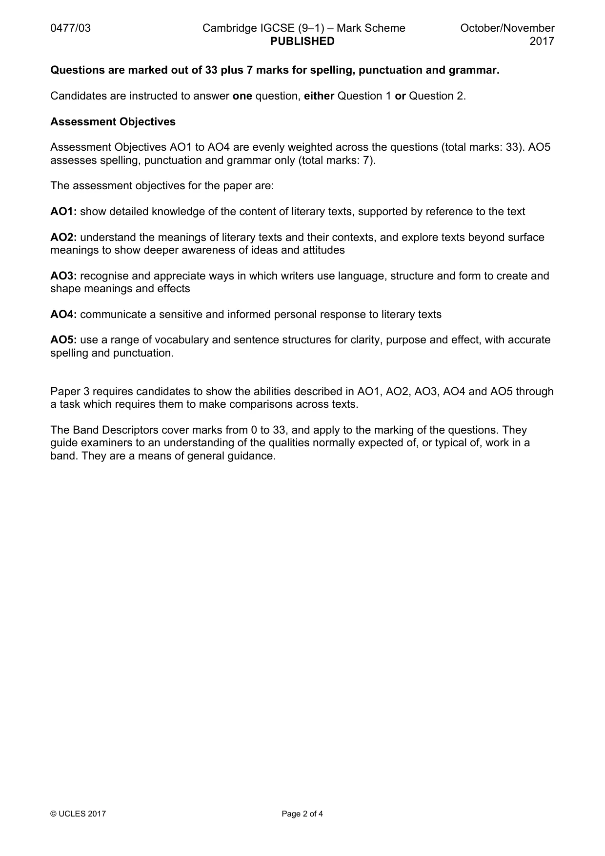 Mark scheme, page 2 of 4