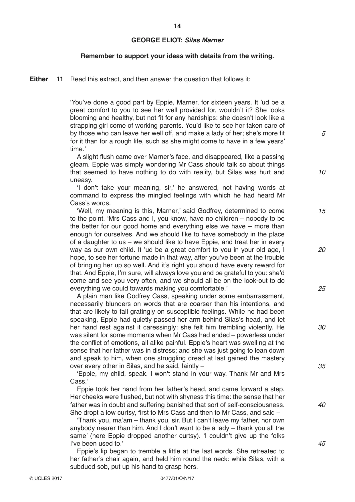 Cambridge IGCSE English - Literature (9-1) (UK only) 0477 2017 Oct/Nov Paper 1 · Variant 0 question paper, page 14 of 24