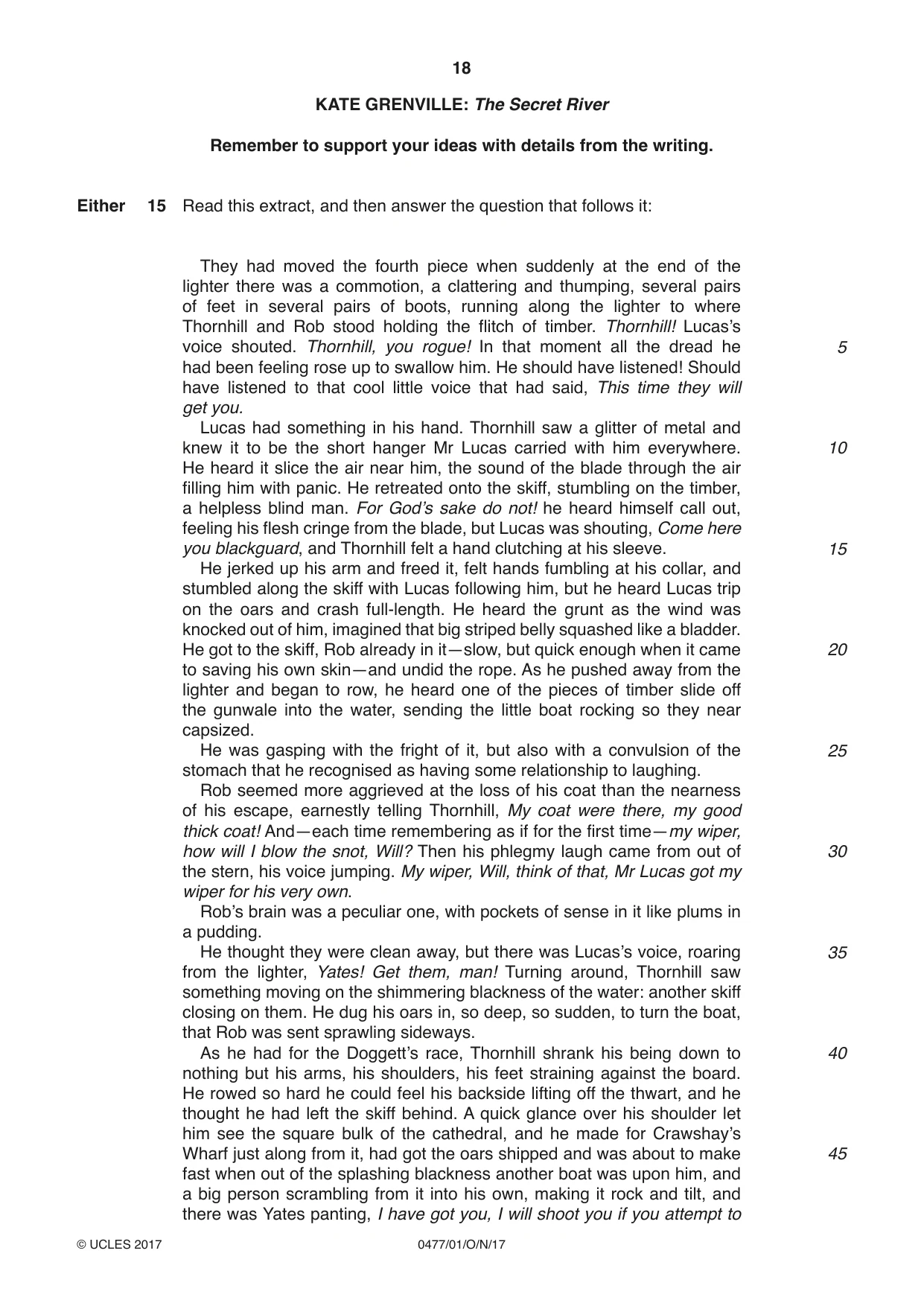 Cambridge IGCSE English - Literature (9-1) (UK only) 0477 2017 Oct/Nov Paper 1 · Variant 0 question paper, page 18 of 24