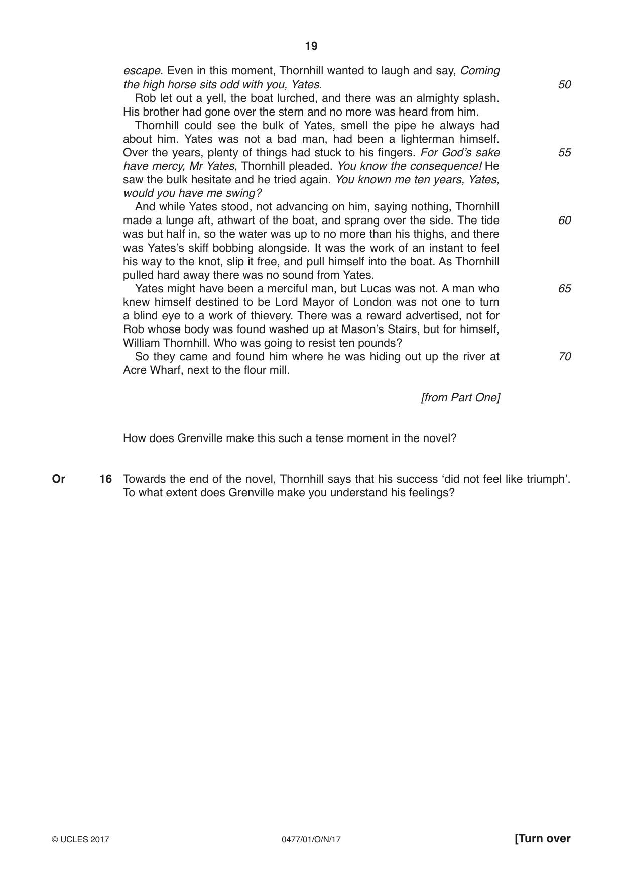 Cambridge IGCSE English - Literature (9-1) (UK only) 0477 2017 Oct/Nov Paper 1 · Variant 0 question paper, page 19 of 24