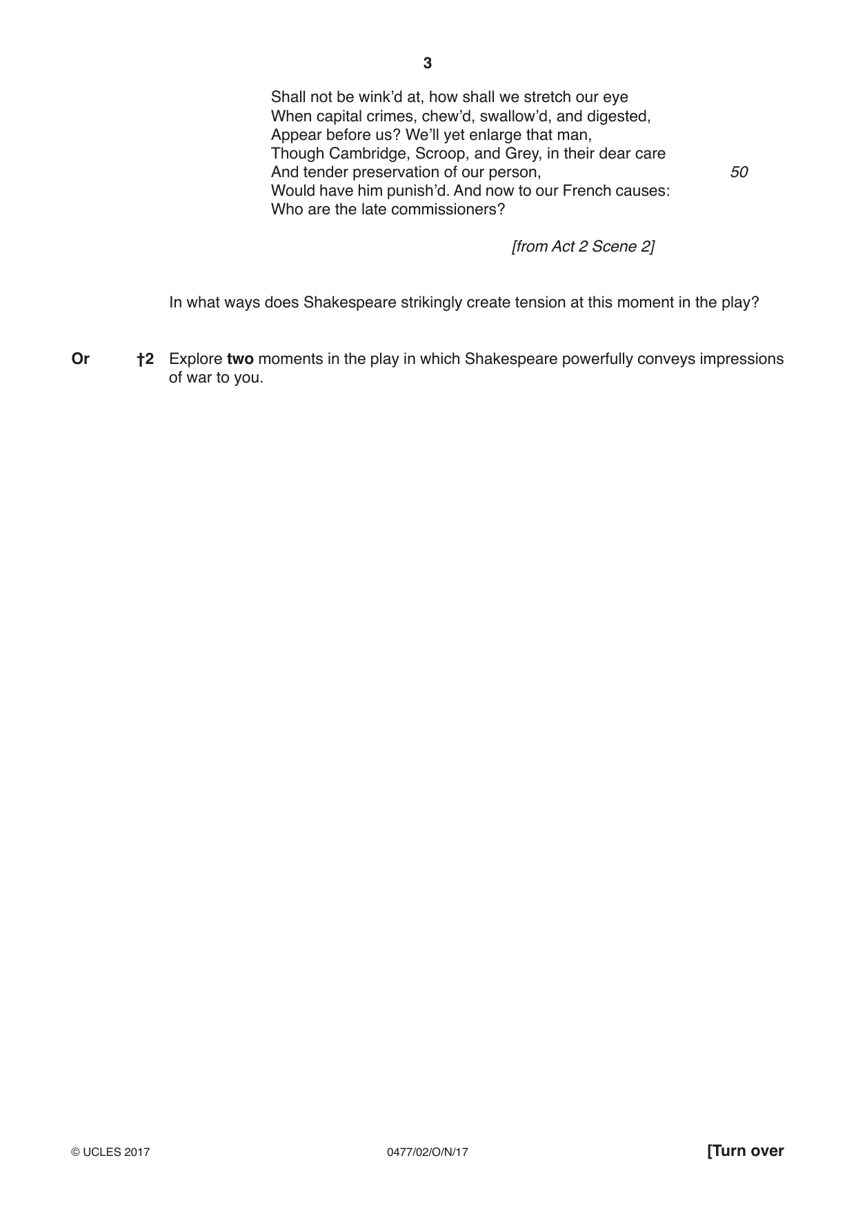 Cambridge IGCSE English - Literature (9-1) (UK only) 0477 2017 Oct/Nov Paper 2 · Variant 0 question paper, page 3 of 12