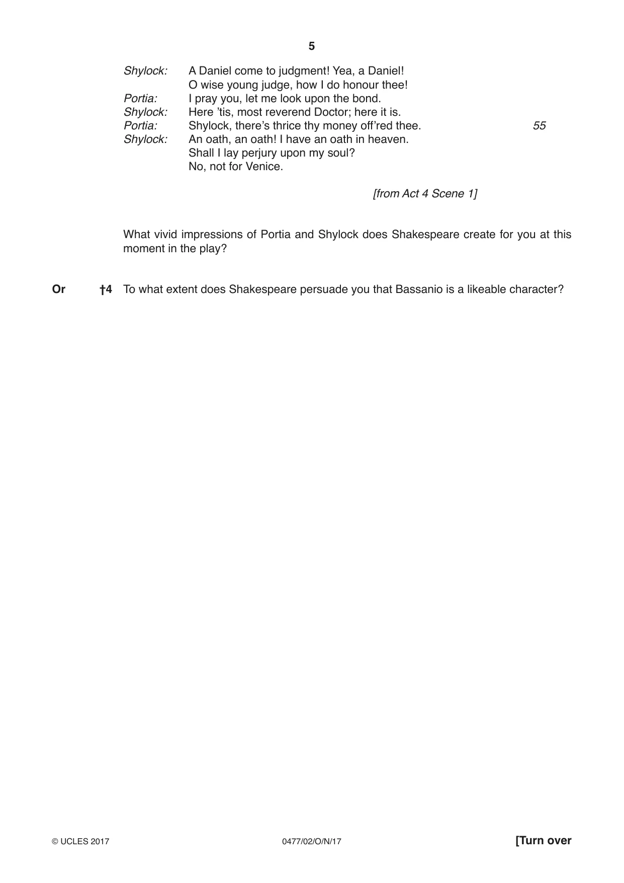 Cambridge IGCSE English - Literature (9-1) (UK only) 0477 2017 Oct/Nov Paper 2 · Variant 0 question paper, page 5 of 12