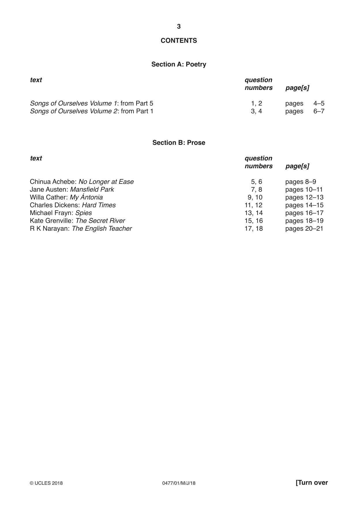 Cambridge IGCSE English - Literature (9-1) (UK only) 0477 2018 May/June Paper 1 · Variant 0 question paper, page 3 of 24