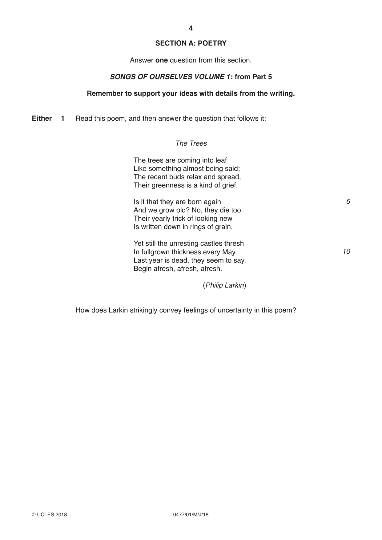 Cambridge IGCSE English - Literature (9-1) (UK only) 0477 2018 May/June Paper 1 · Variant 0 question paper, page 4 of 24
