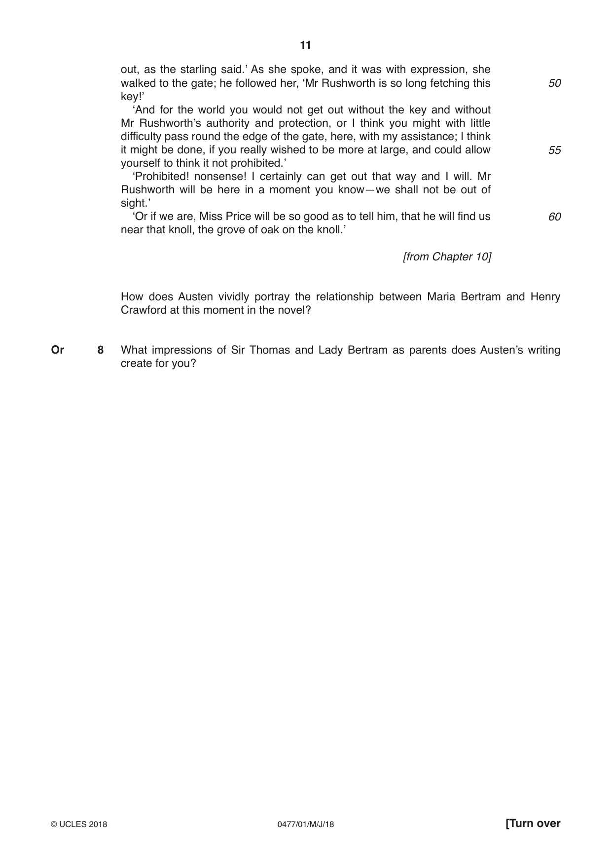 Cambridge IGCSE English - Literature (9-1) (UK only) 0477 2018 May/June Paper 1 · Variant 0 question paper, page 11 of 24