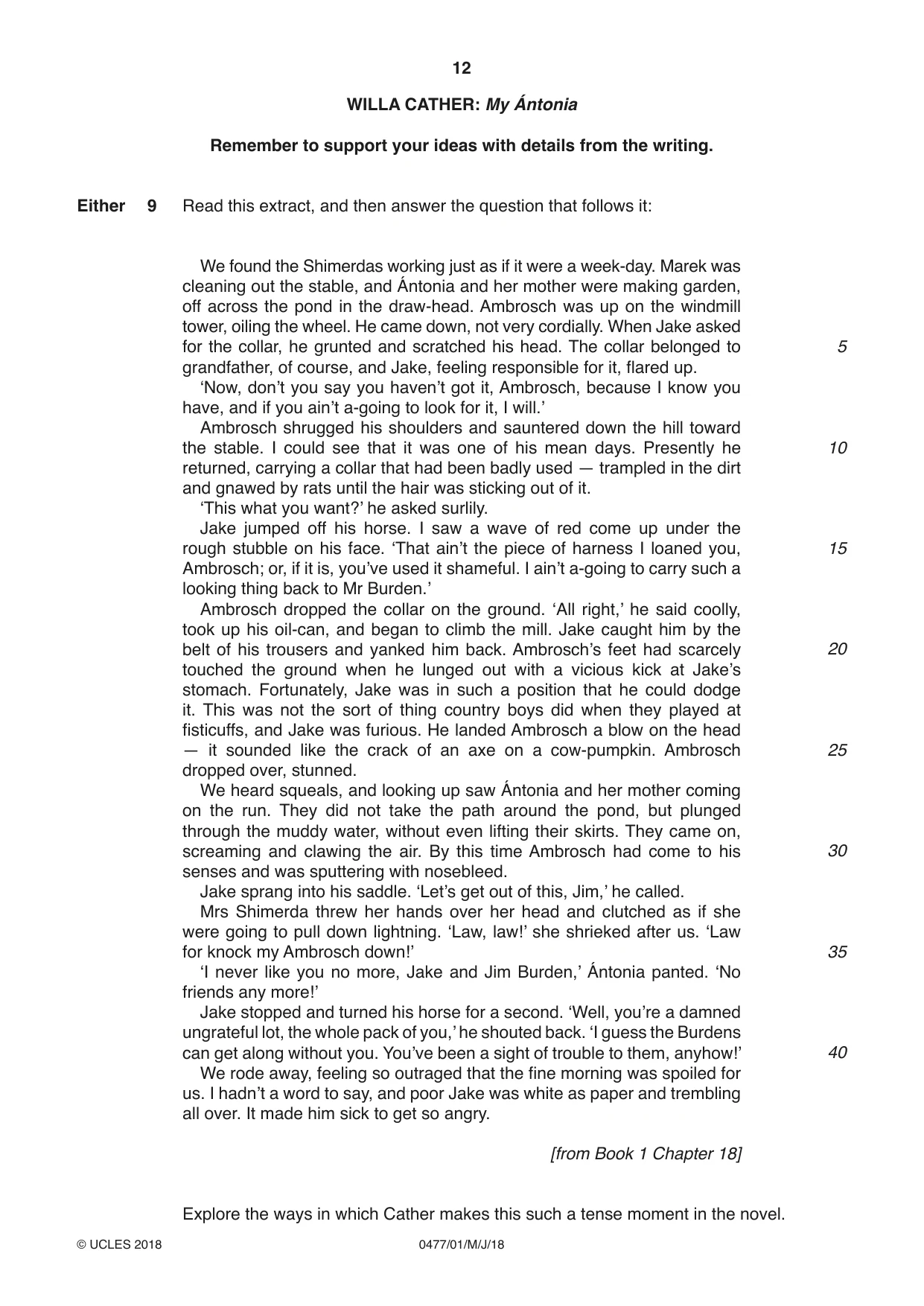 Cambridge IGCSE English - Literature (9-1) (UK only) 0477 2018 May/June Paper 1 · Variant 0 question paper, page 12 of 24