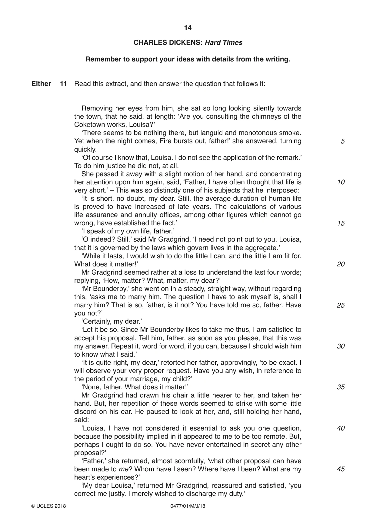 Cambridge IGCSE English - Literature (9-1) (UK only) 0477 2018 May/June Paper 1 · Variant 0 question paper, page 14 of 24