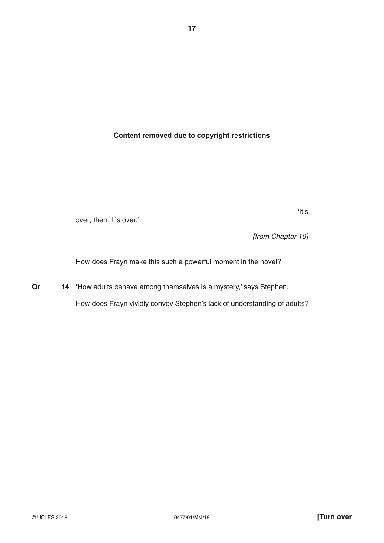 Cambridge IGCSE English - Literature (9-1) (UK only) 0477 2018 May/June Paper 1 · Variant 0 question paper, page 17 of 24