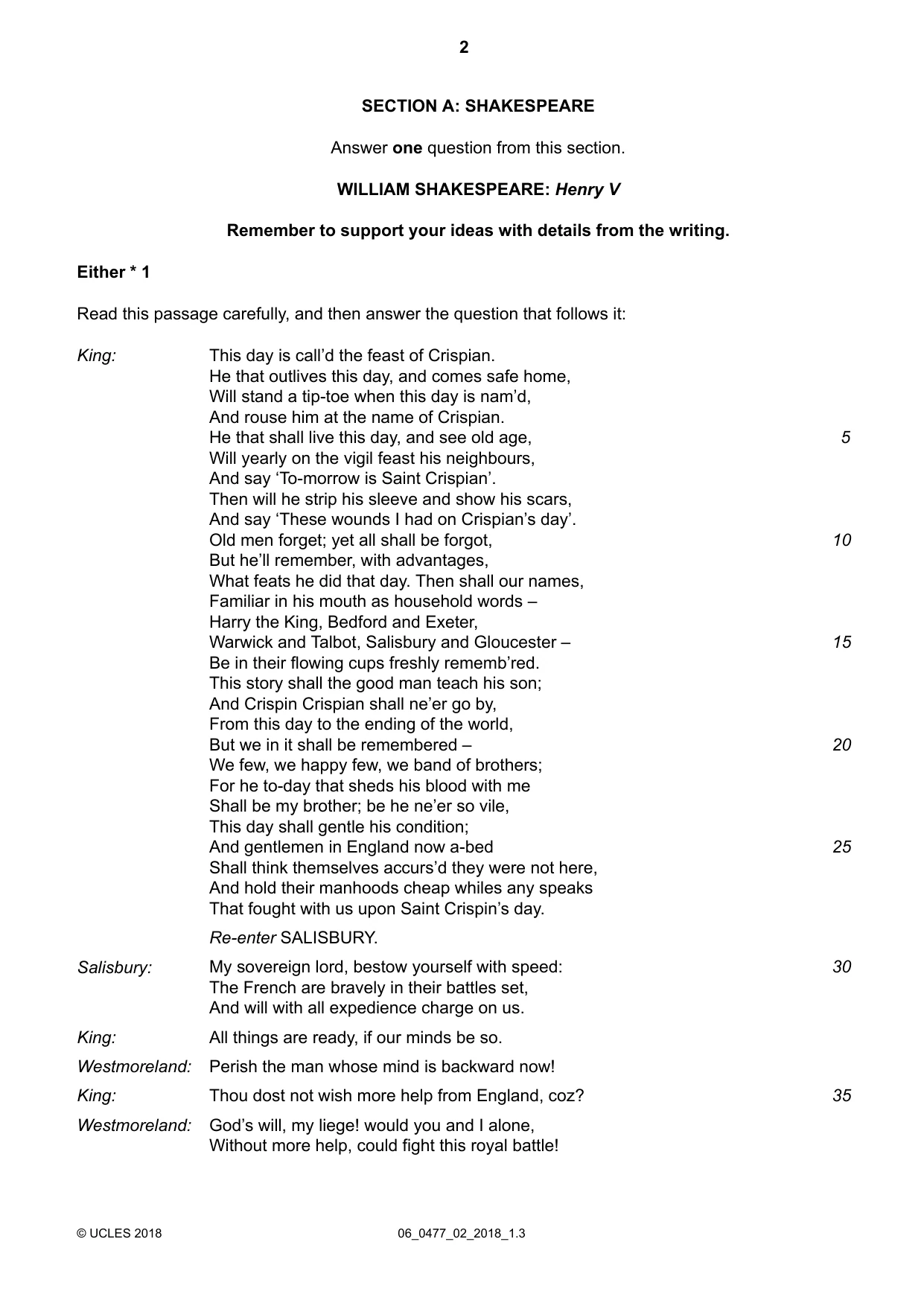 Cambridge IGCSE English - Literature (9-1) (UK only) 0477 2018 May/June Paper 2 · Variant 0 question paper, page 2 of 12