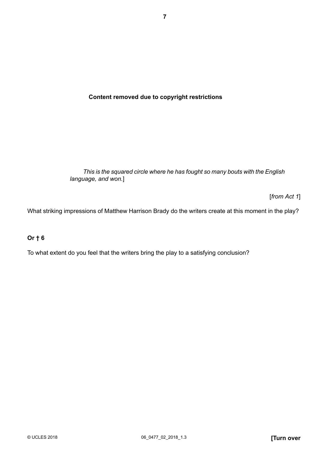Cambridge IGCSE English - Literature (9-1) (UK only) 0477 2018 May/June Paper 2 · Variant 0 question paper, page 7 of 12