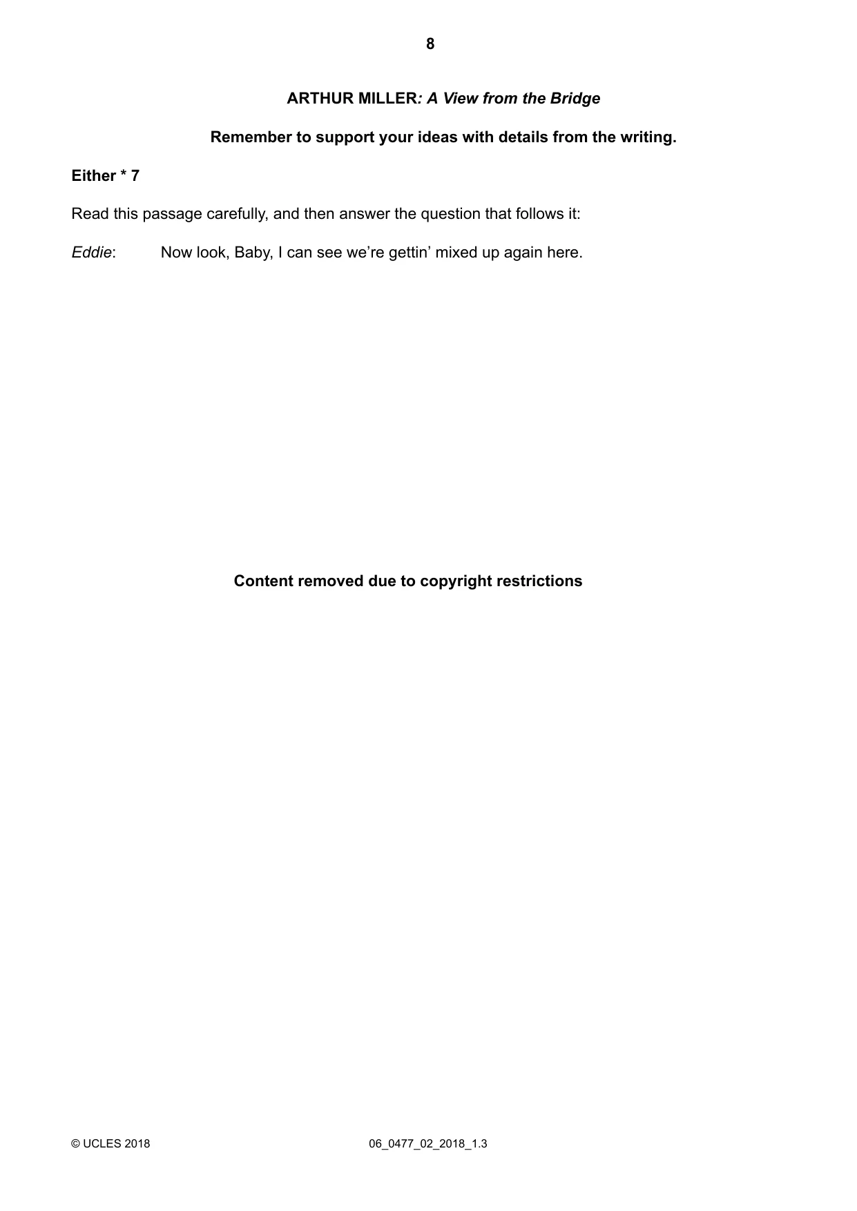 Cambridge IGCSE English - Literature (9-1) (UK only) 0477 2018 May/June Paper 2 · Variant 0 question paper, page 8 of 12