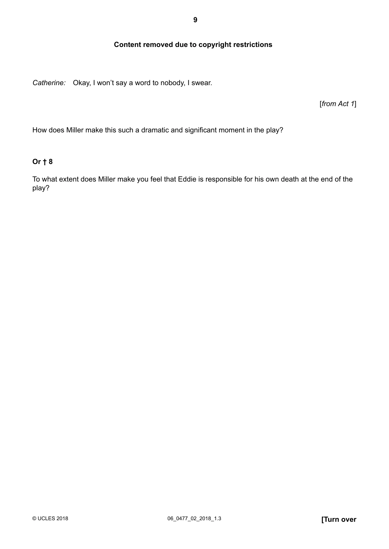 Cambridge IGCSE English - Literature (9-1) (UK only) 0477 2018 May/June Paper 2 · Variant 0 question paper, page 9 of 12