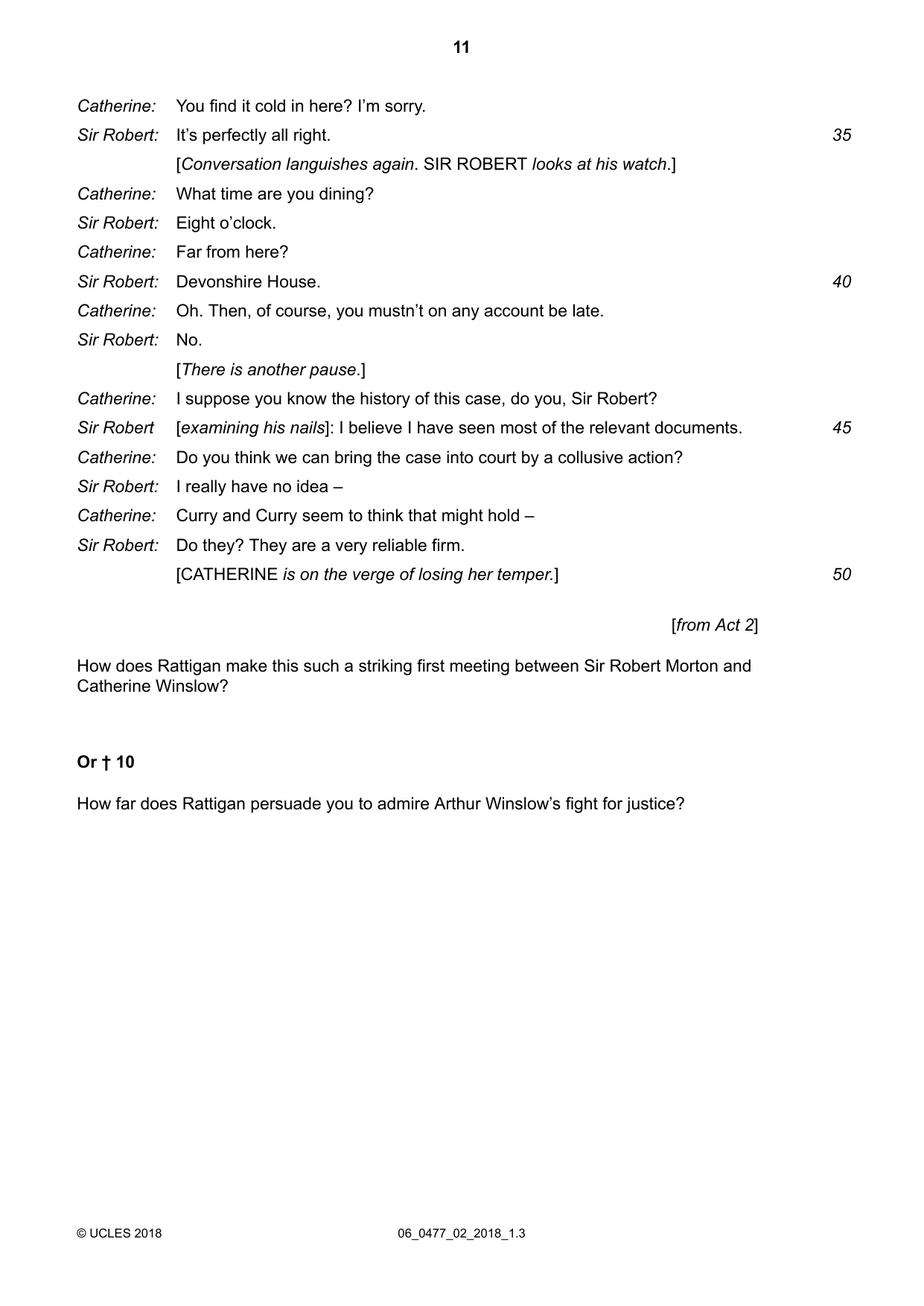Cambridge IGCSE English - Literature (9-1) (UK only) 0477 2018 May/June Paper 2 · Variant 0 question paper, page 11 of 12