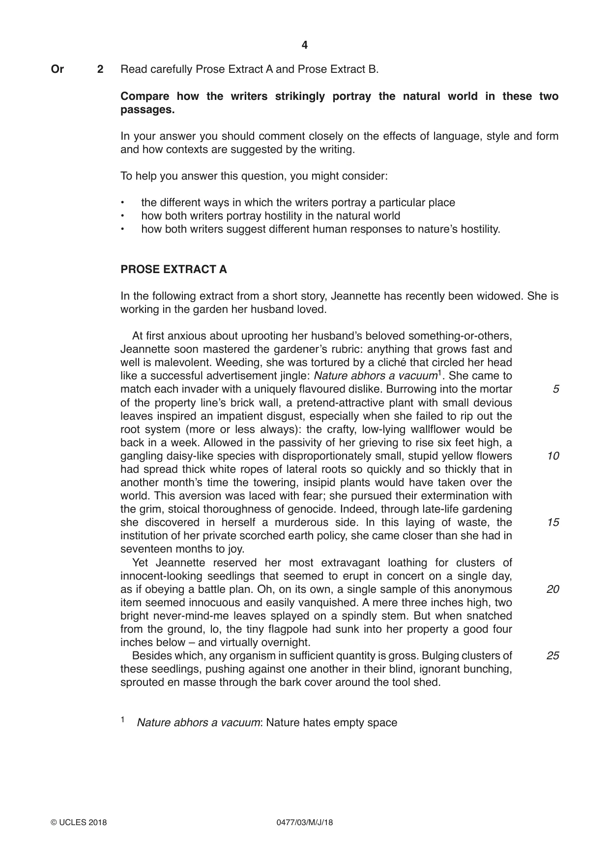 Cambridge IGCSE English - Literature (9-1) (UK only) 0477 2018 May/June Paper 3 · Variant 0 question paper, page 4 of 8