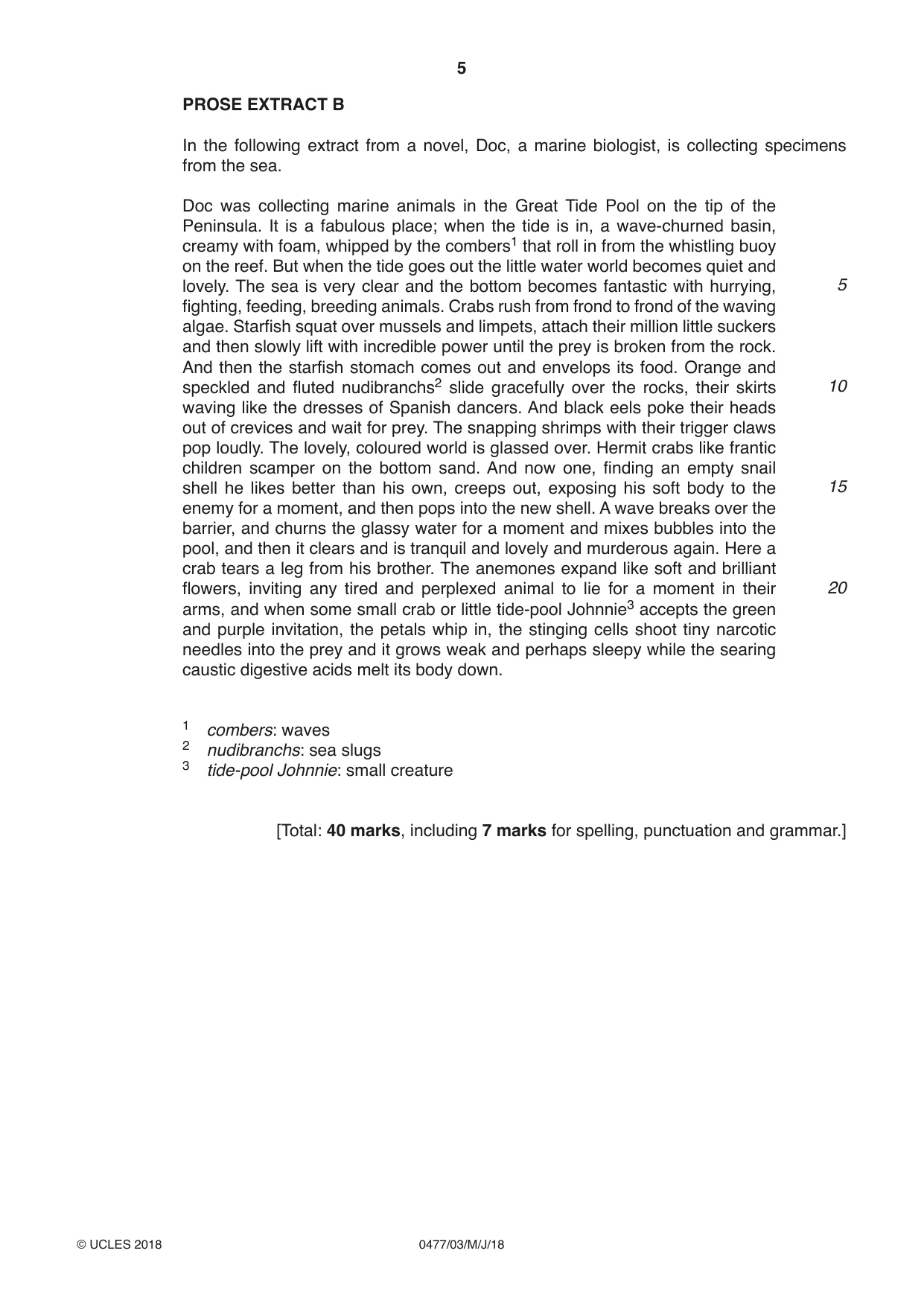 Cambridge IGCSE English - Literature (9-1) (UK only) 0477 2018 May/June Paper 3 · Variant 0 question paper, page 5 of 8