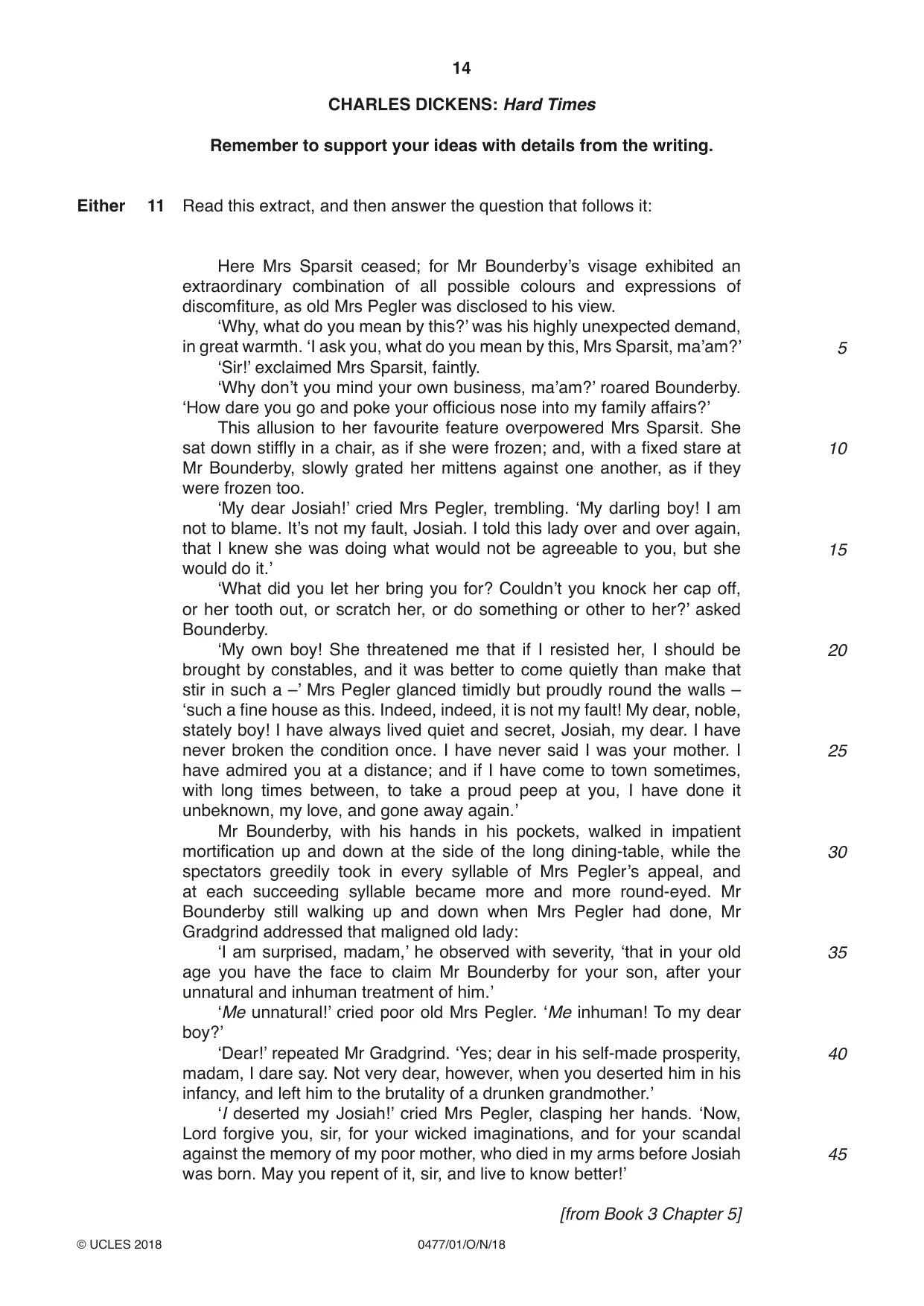 Cambridge IGCSE English - Literature (9-1) (UK only) 0477 2018 Oct/Nov Paper 1 · Variant 0 question paper, page 14 of 24