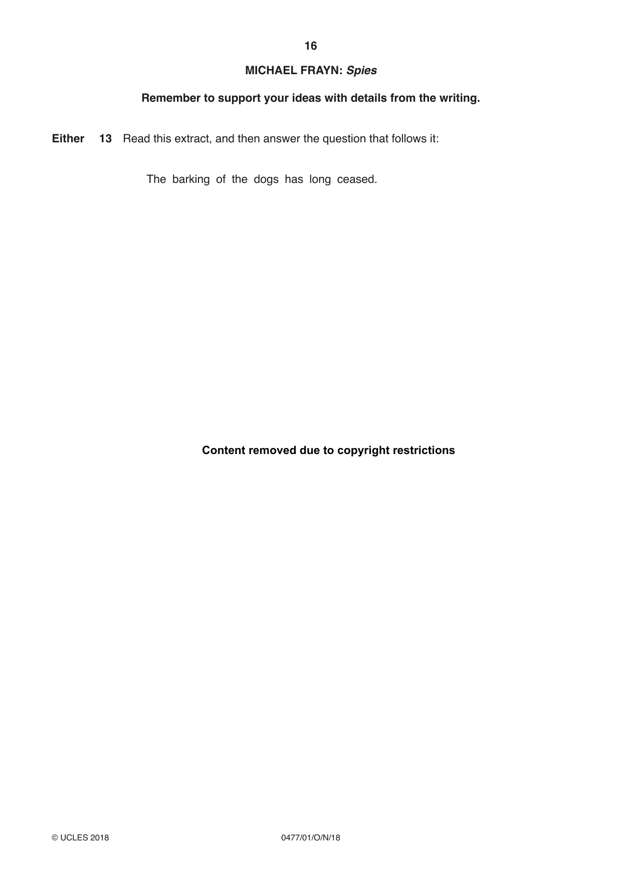 Cambridge IGCSE English - Literature (9-1) (UK only) 0477 2018 Oct/Nov Paper 1 · Variant 0 question paper, page 16 of 24