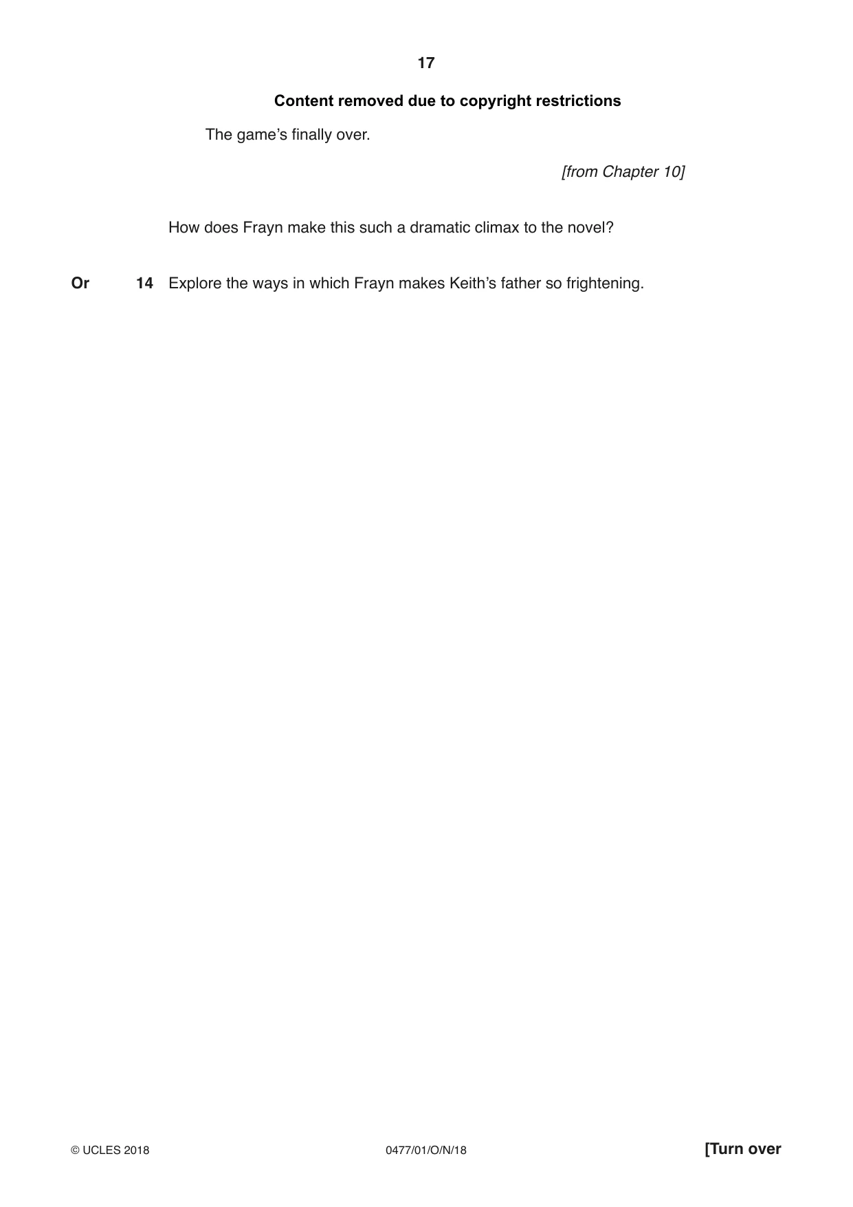 Cambridge IGCSE English - Literature (9-1) (UK only) 0477 2018 Oct/Nov Paper 1 · Variant 0 question paper, page 17 of 24