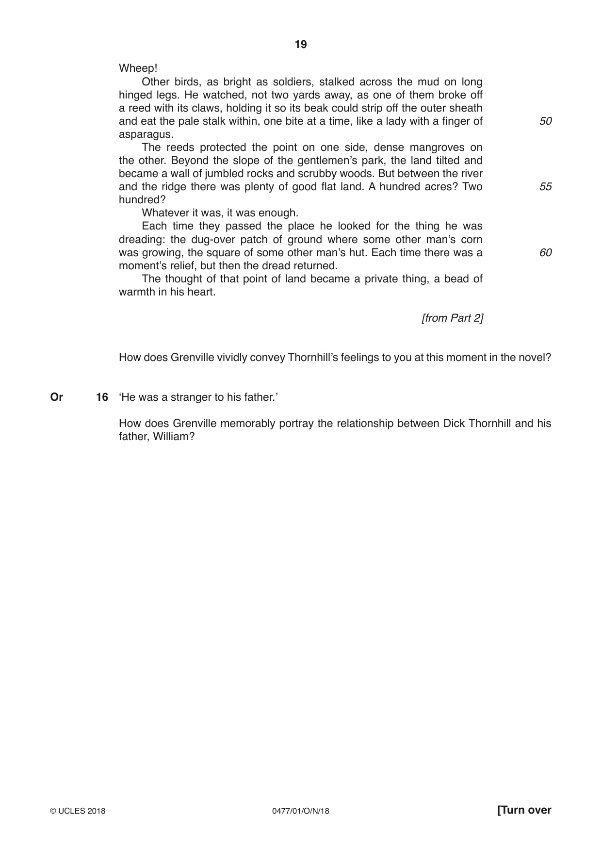Cambridge IGCSE English - Literature (9-1) (UK only) 0477 2018 Oct/Nov Paper 1 · Variant 0 question paper, page 19 of 24