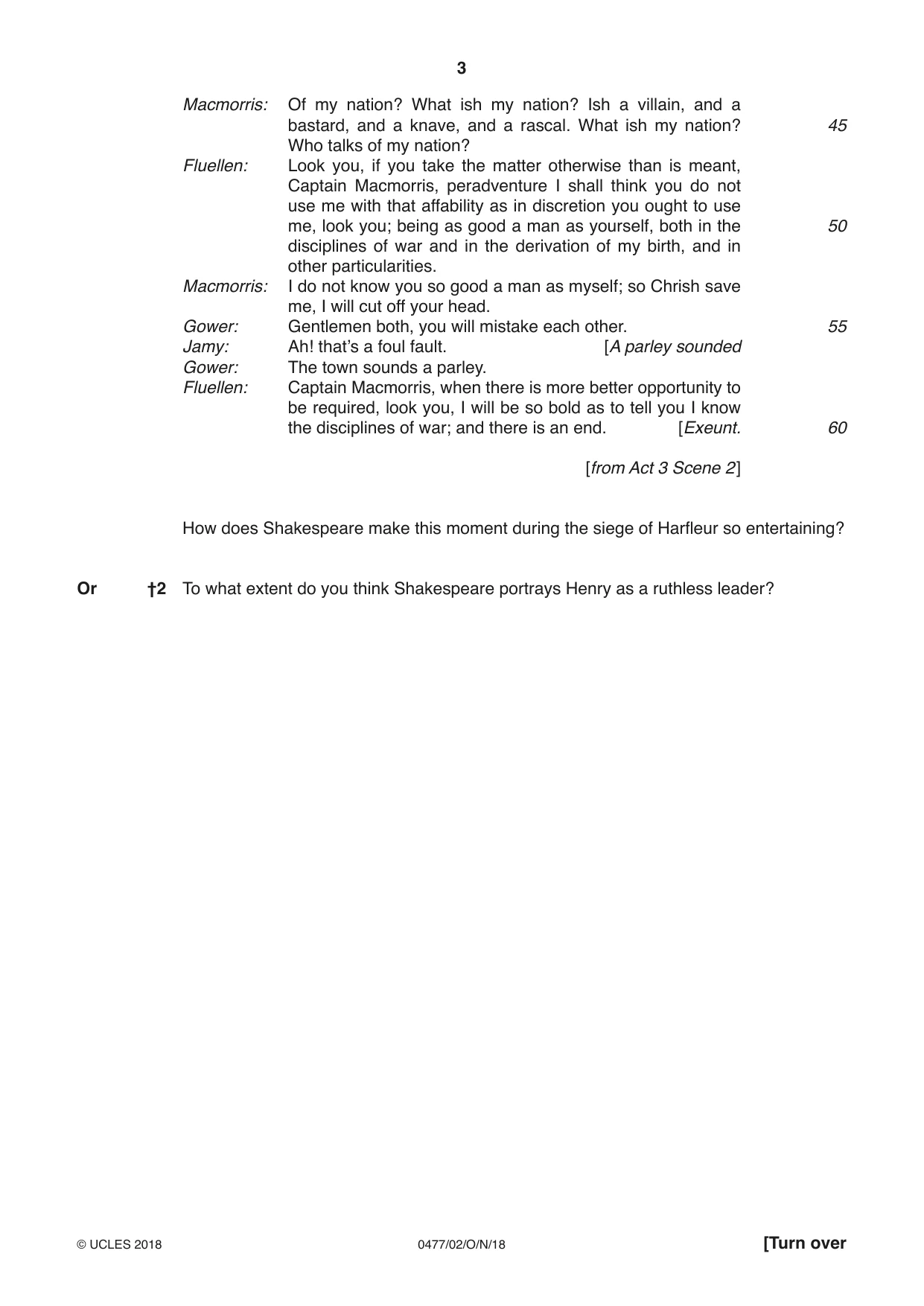Cambridge IGCSE English - Literature (9-1) (UK only) 0477 2018 Oct/Nov Paper 2 · Variant 0 question paper, page 3 of 12