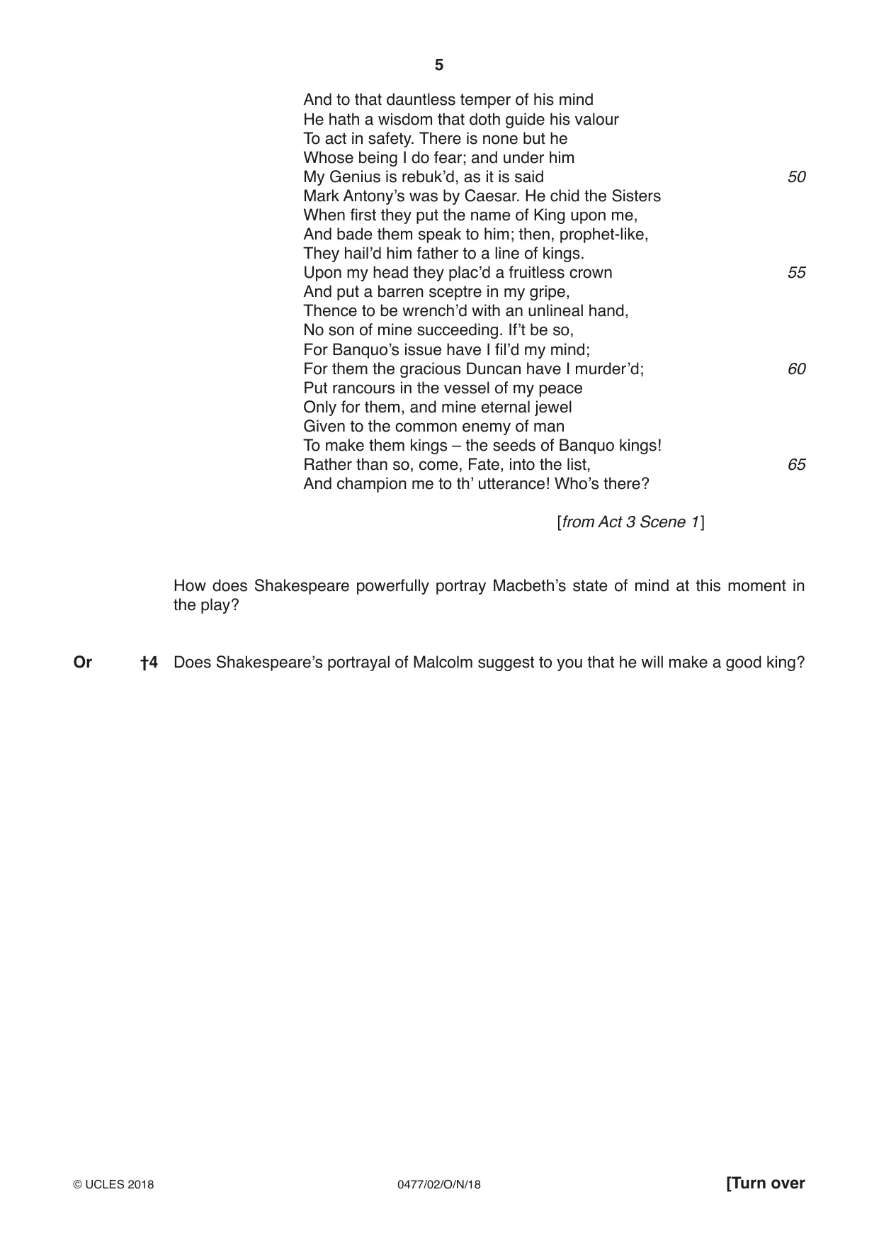 Cambridge IGCSE English - Literature (9-1) (UK only) 0477 2018 Oct/Nov Paper 2 · Variant 0 question paper, page 5 of 12