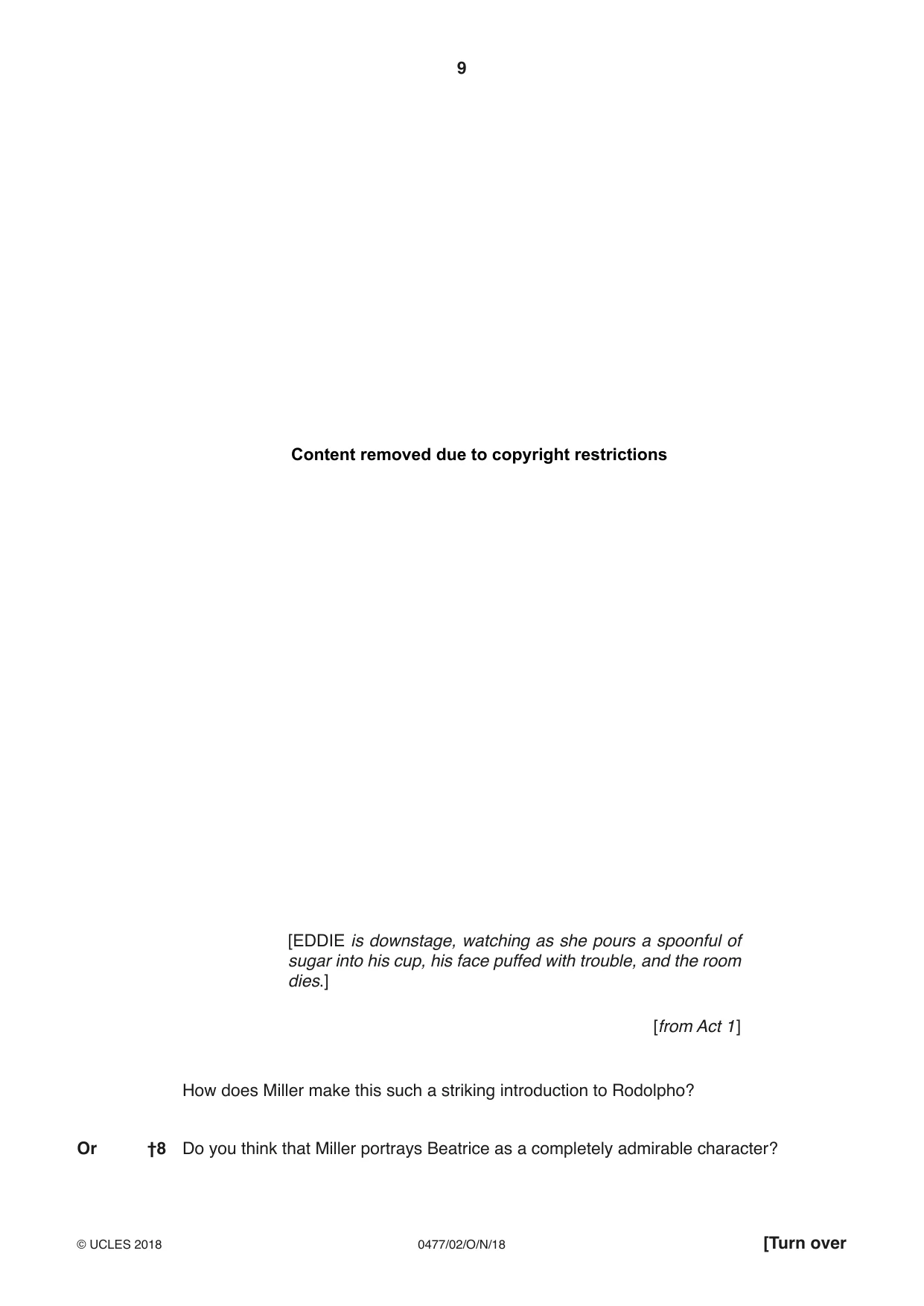 Cambridge IGCSE English - Literature (9-1) (UK only) 0477 2018 Oct/Nov Paper 2 · Variant 0 question paper, page 9 of 12