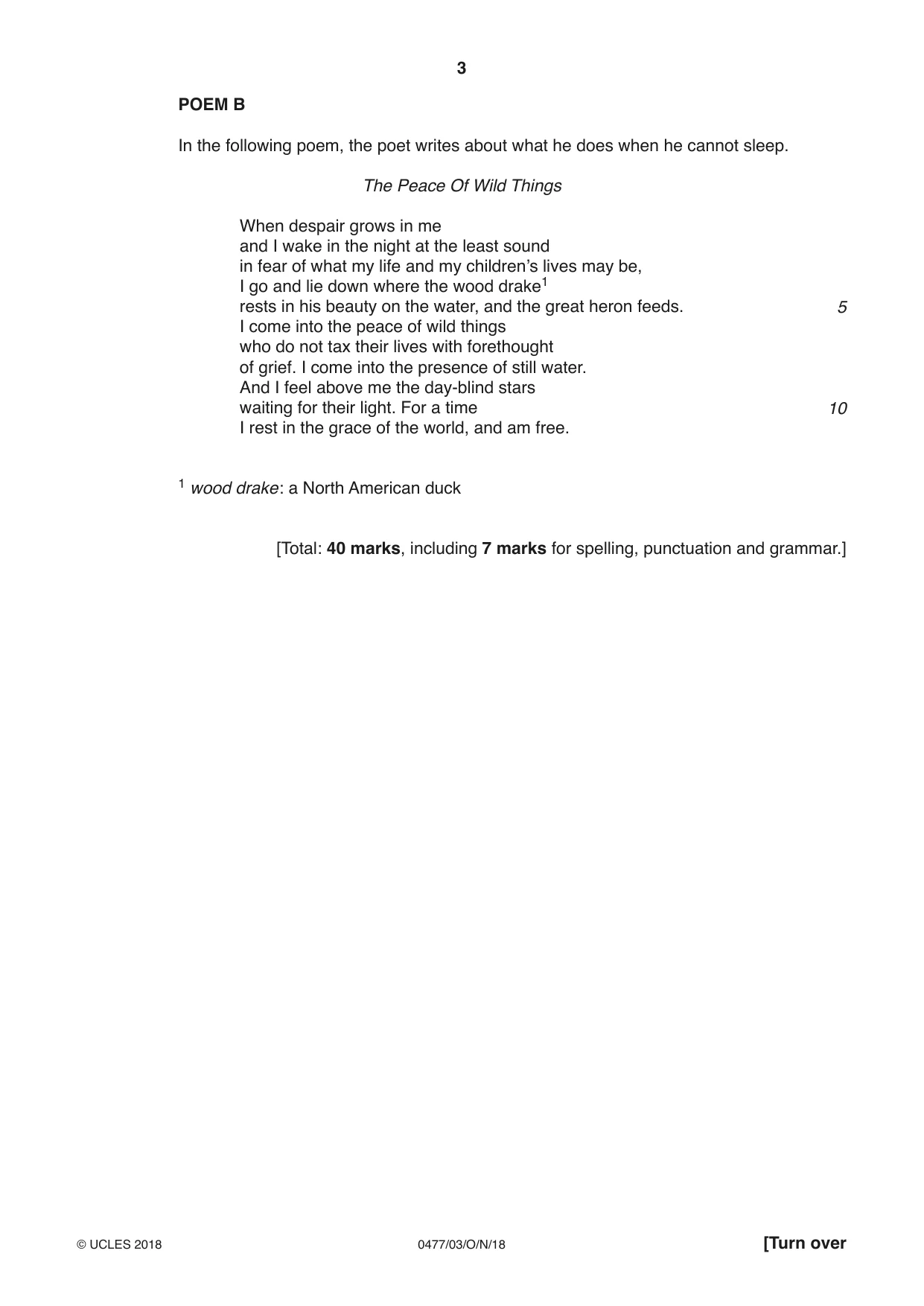Cambridge IGCSE English - Literature (9-1) (UK only) 0477 2018 Oct/Nov Paper 3 · Variant 0 question paper, page 3 of 8