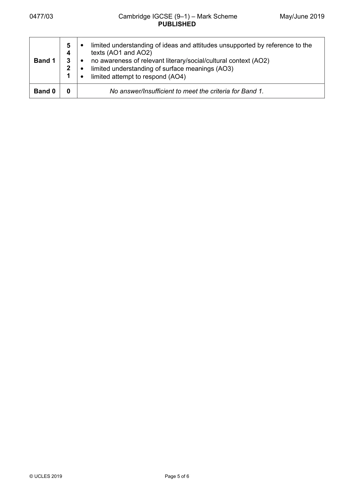 Mark scheme, page 5 of 6