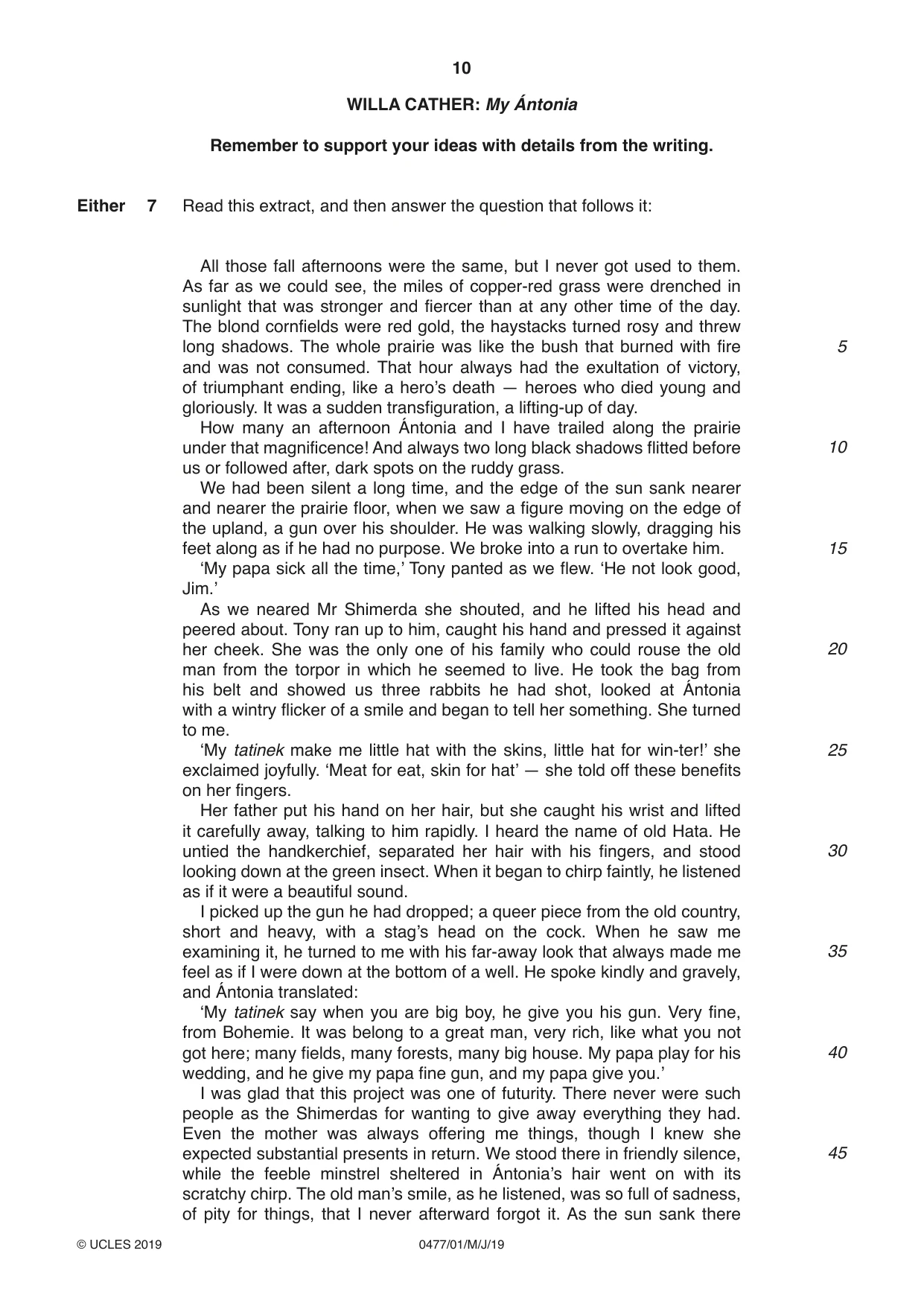 Cambridge IGCSE English - Literature (9-1) (UK only) 0477 2019 May/June Paper 1 · Variant 1 question paper, page 10 of 24