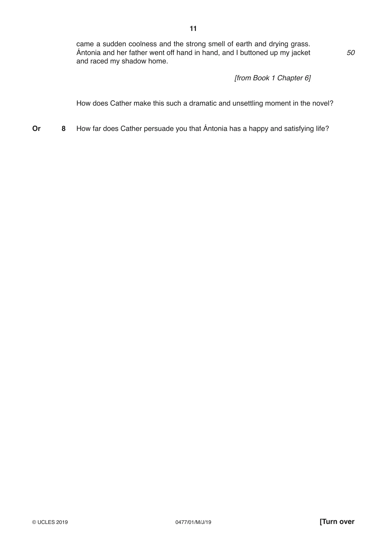 Cambridge IGCSE English - Literature (9-1) (UK only) 0477 2019 May/June Paper 1 · Variant 1 question paper, page 11 of 24