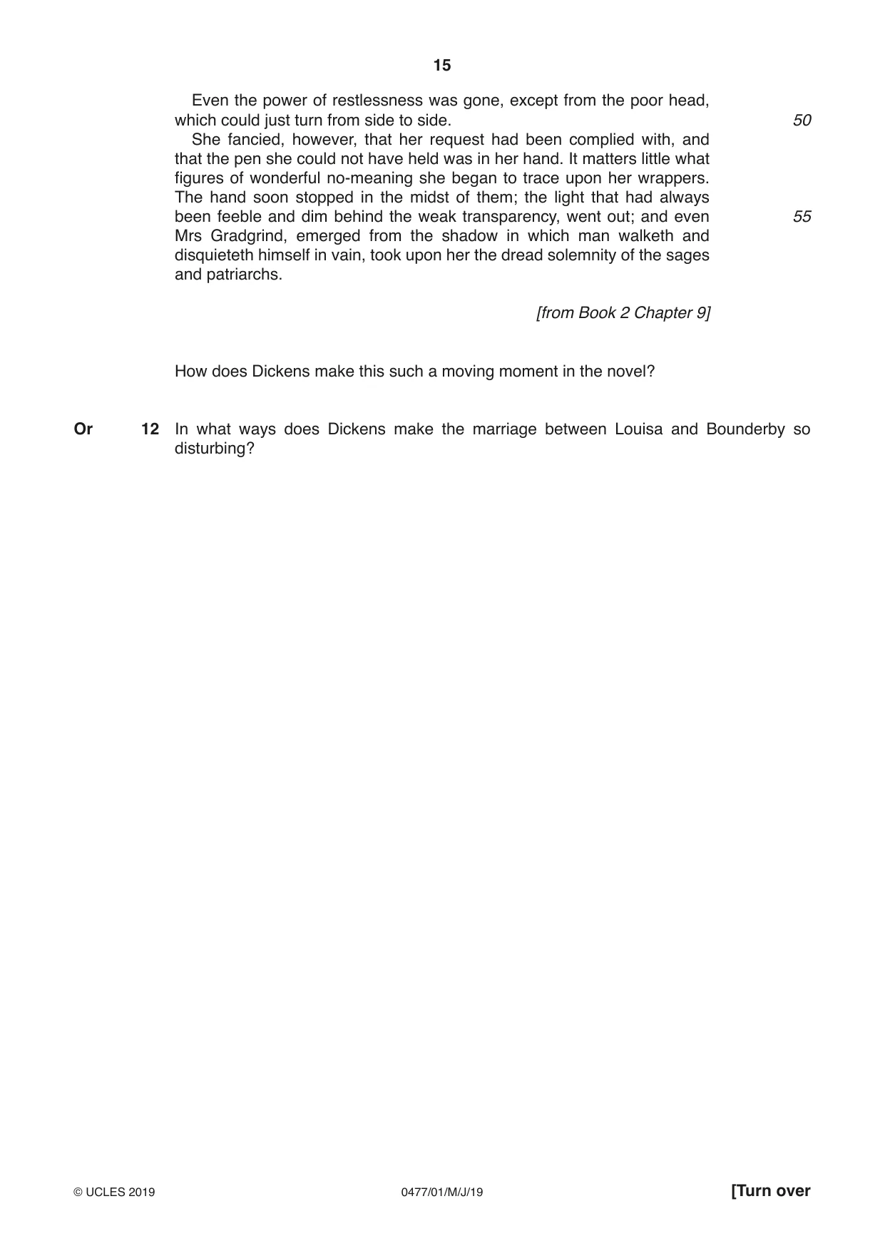 Cambridge IGCSE English - Literature (9-1) (UK only) 0477 2019 May/June Paper 1 · Variant 1 question paper, page 15 of 24