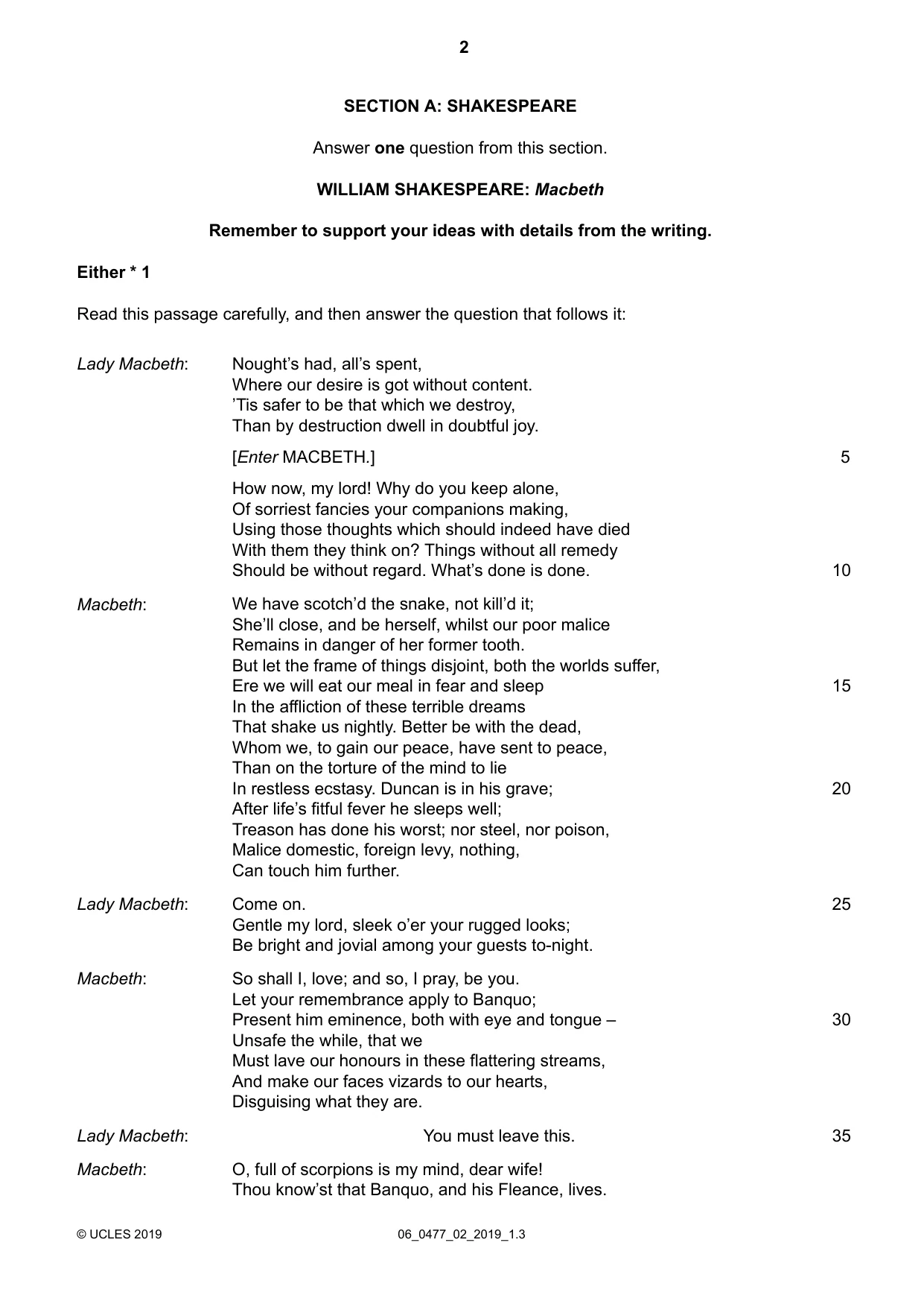 Cambridge IGCSE English - Literature (9-1) (UK only) 0477 2019 May/June Paper 2 · Variant 1 question paper, page 2 of 12