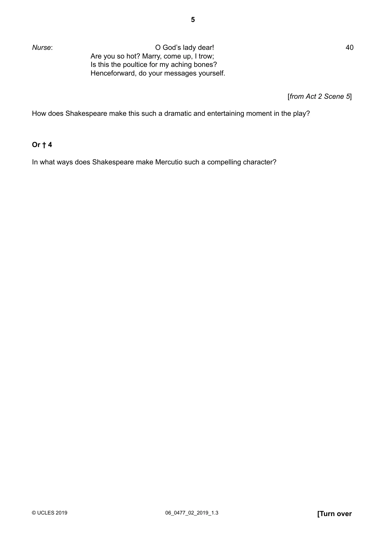 Cambridge IGCSE English - Literature (9-1) (UK only) 0477 2019 May/June Paper 2 · Variant 1 question paper, page 5 of 12
