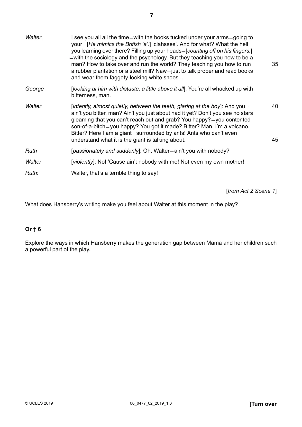 Cambridge IGCSE English - Literature (9-1) (UK only) 0477 2019 May/June Paper 2 · Variant 1 question paper, page 7 of 12