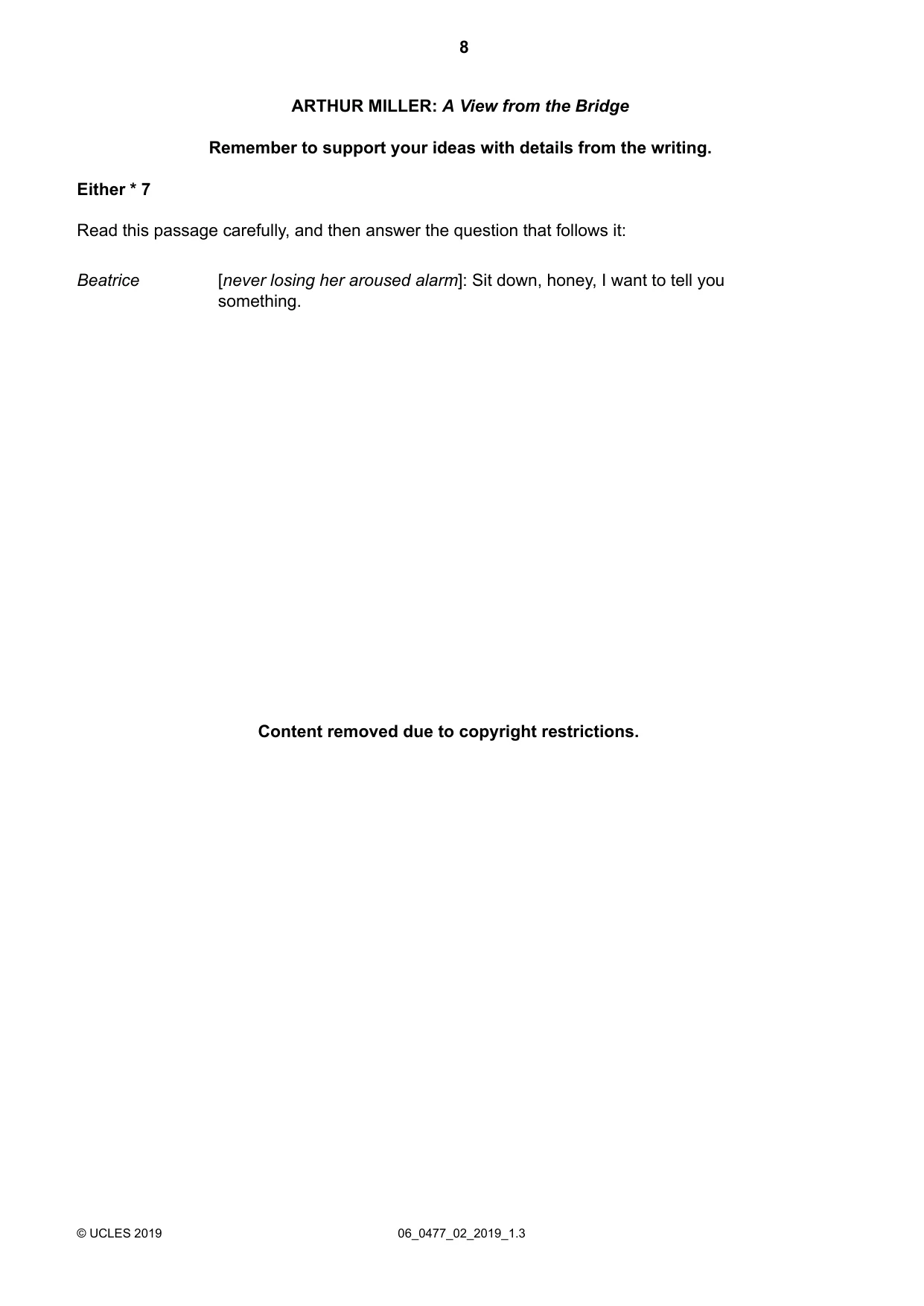 Cambridge IGCSE English - Literature (9-1) (UK only) 0477 2019 May/June Paper 2 · Variant 1 question paper, page 8 of 12
