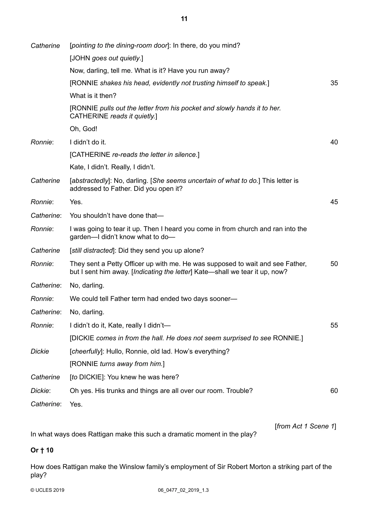 Cambridge IGCSE English - Literature (9-1) (UK only) 0477 2019 May/June Paper 2 · Variant 1 question paper, page 11 of 12