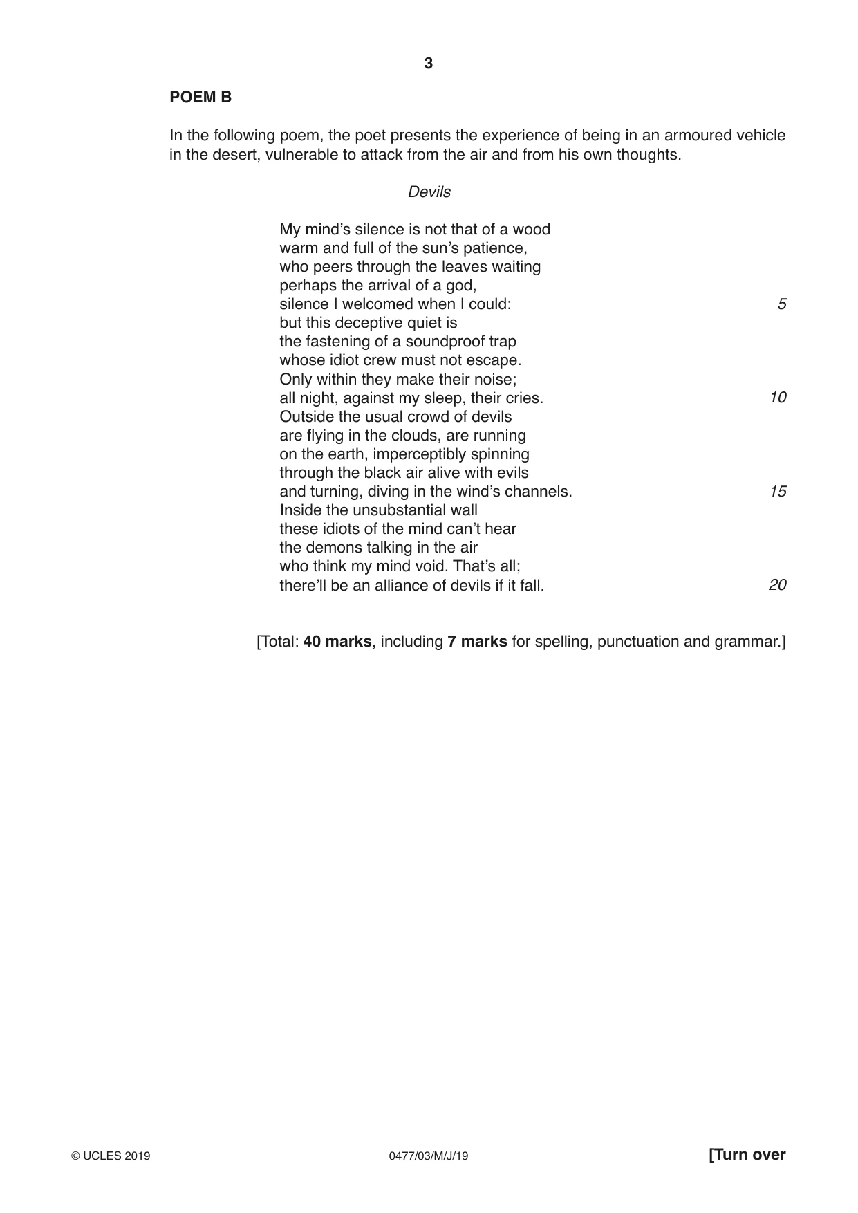 Cambridge IGCSE English - Literature (9-1) (UK only) 0477 2019 May/June Paper 3 · Variant 1 question paper, page 3 of 8