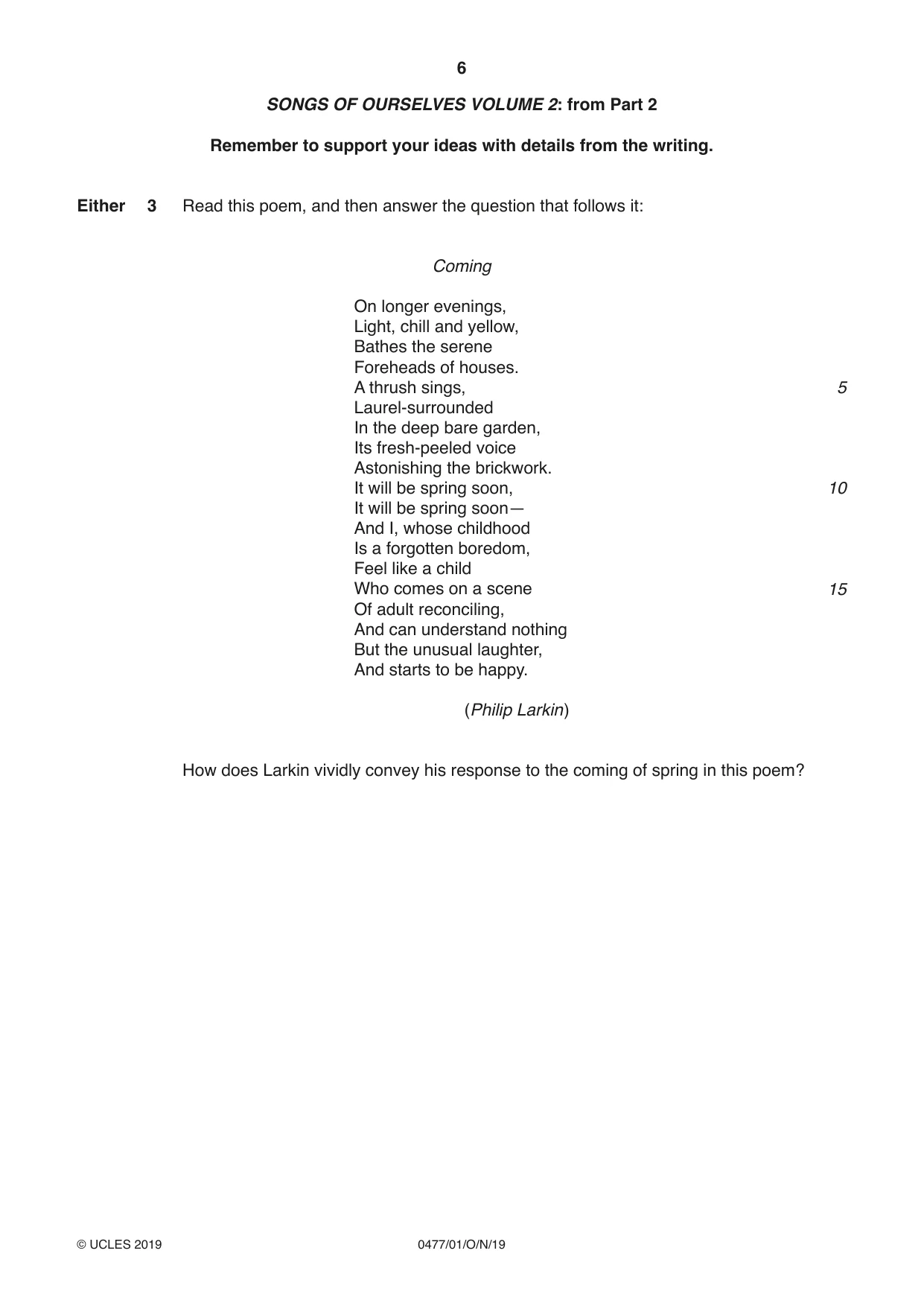Cambridge IGCSE English - Literature (9-1) (UK only) 0477 2019 Oct/Nov Paper 1 · Variant 0 question paper, page 6 of 24