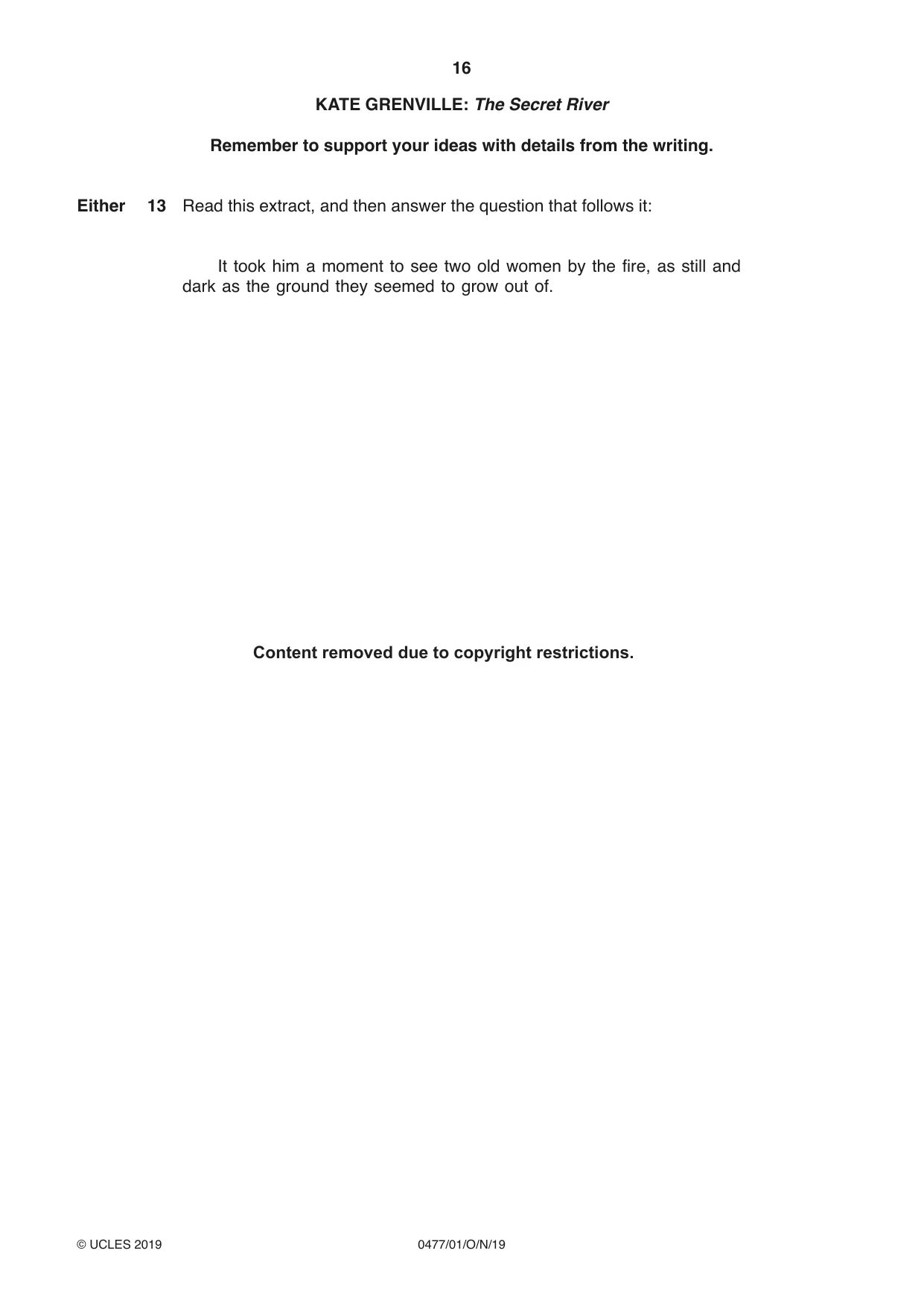 Cambridge IGCSE English - Literature (9-1) (UK only) 0477 2019 Oct/Nov Paper 1 · Variant 0 question paper, page 16 of 24