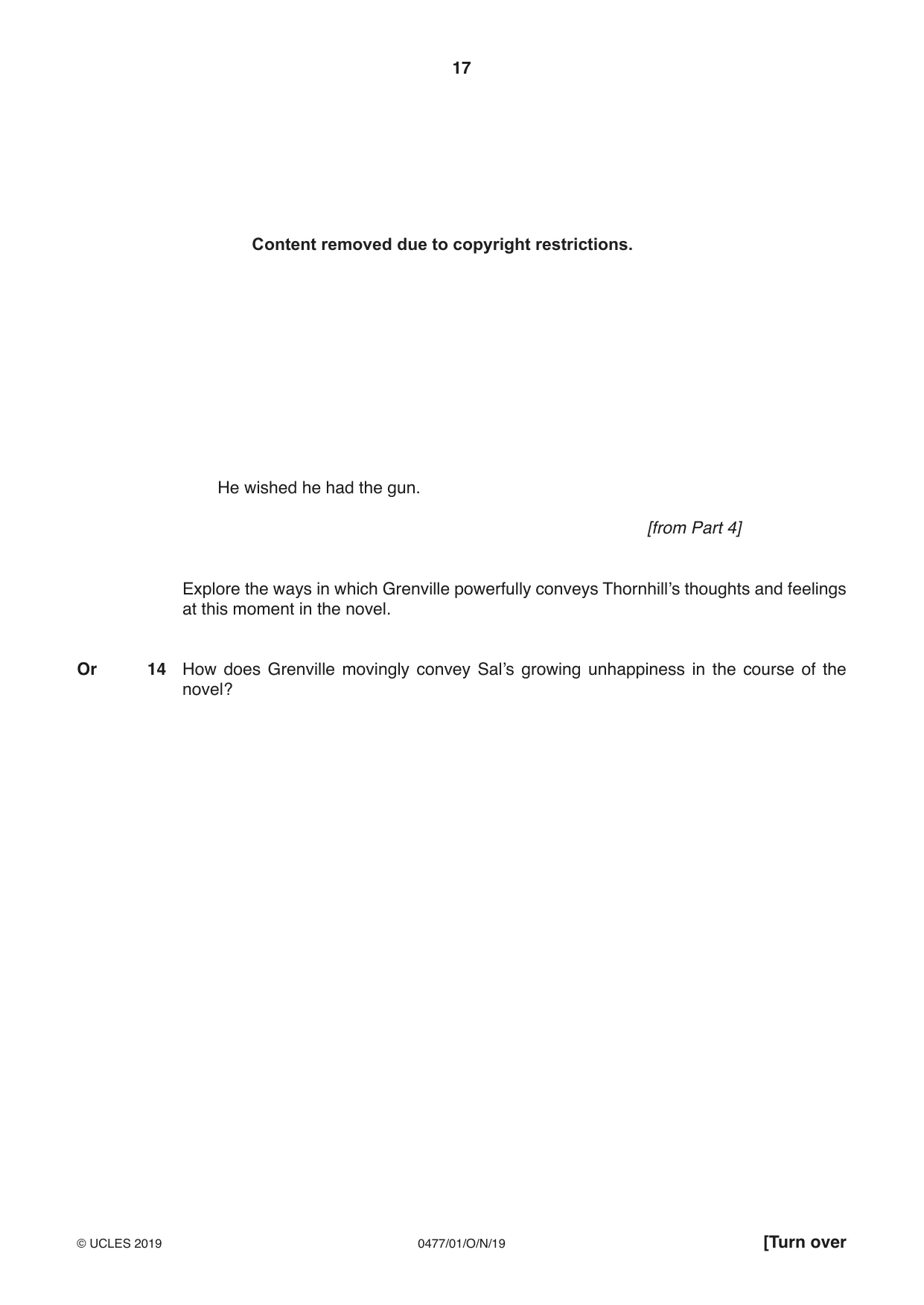 Cambridge IGCSE English - Literature (9-1) (UK only) 0477 2019 Oct/Nov Paper 1 · Variant 0 question paper, page 17 of 24