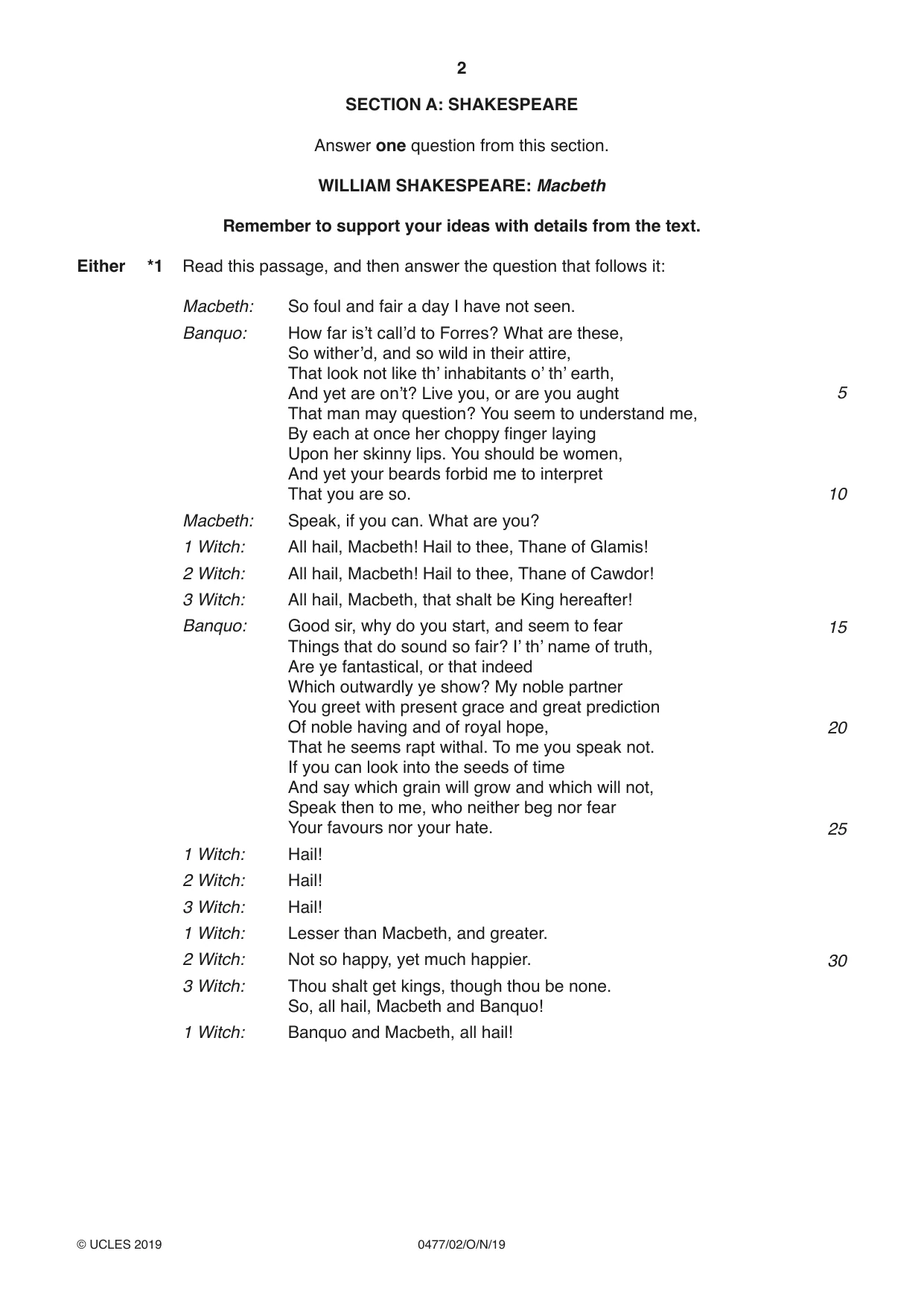 Cambridge IGCSE English - Literature (9-1) (UK only) 0477 2019 Oct/Nov Paper 2 · Variant 0 question paper, page 2 of 12